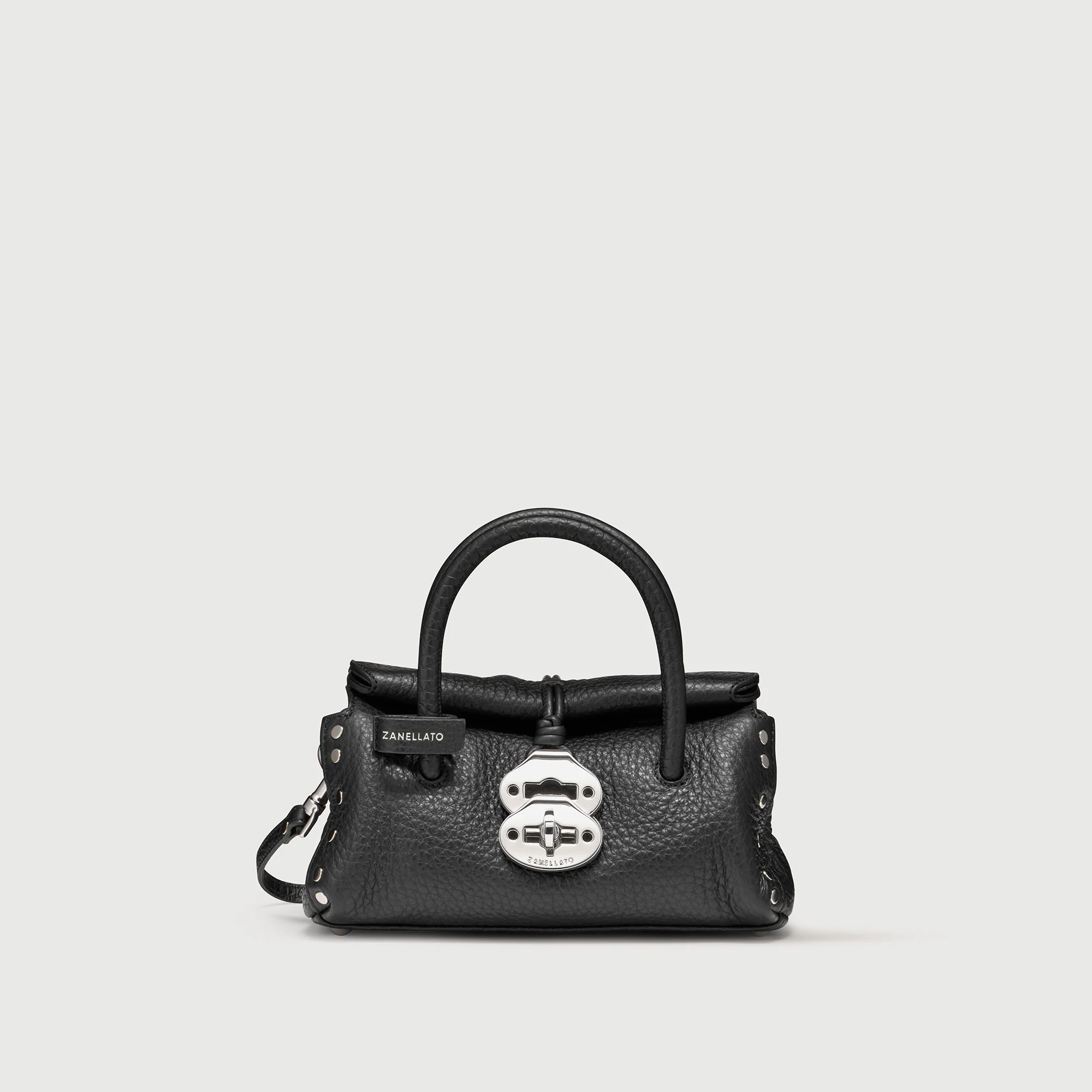 BORSA DOTTA® BABY IN PELLE MARTELLATA BLACK NERO
