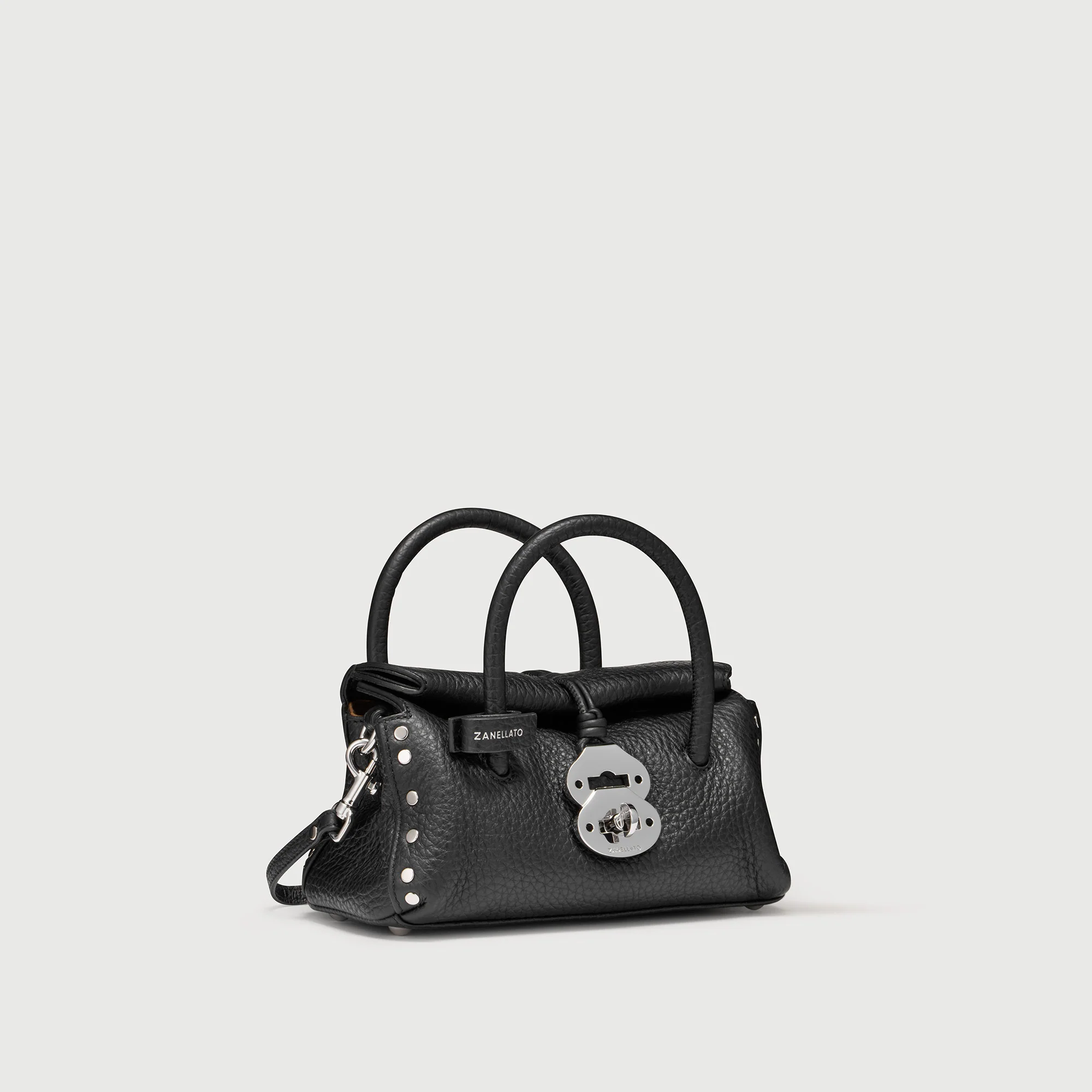 BORSA DOTTA® BABY IN PELLE MARTELLATA BLACK NERO - Image 2