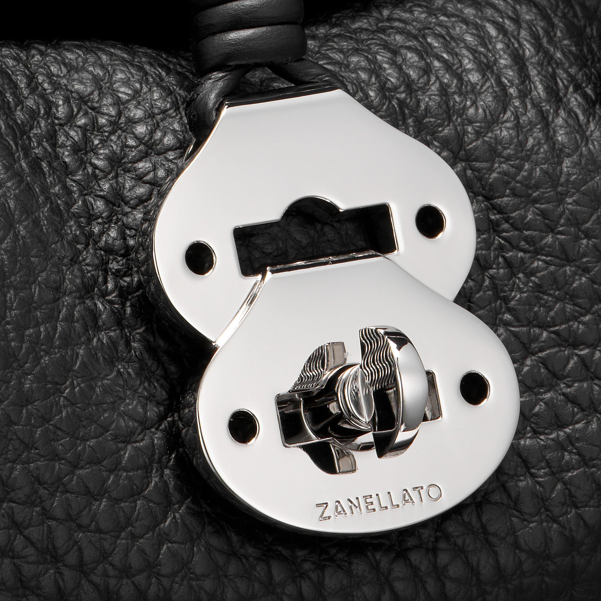 BORSA DOTTA® BABY IN PELLE MARTELLATA BLACK NERO - Image 5