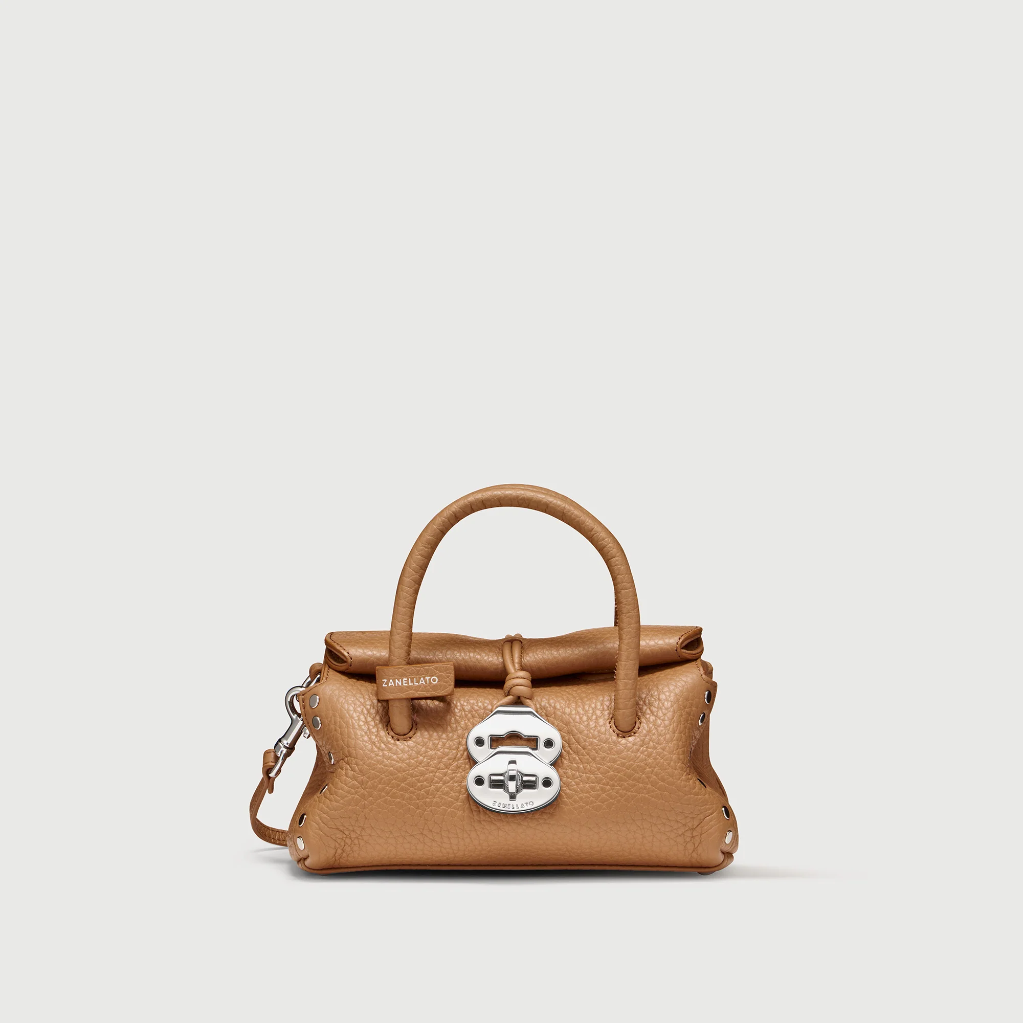 BORSA DOTTA® BABY IN PELLE MARTELLATA BROWN AMARETTO