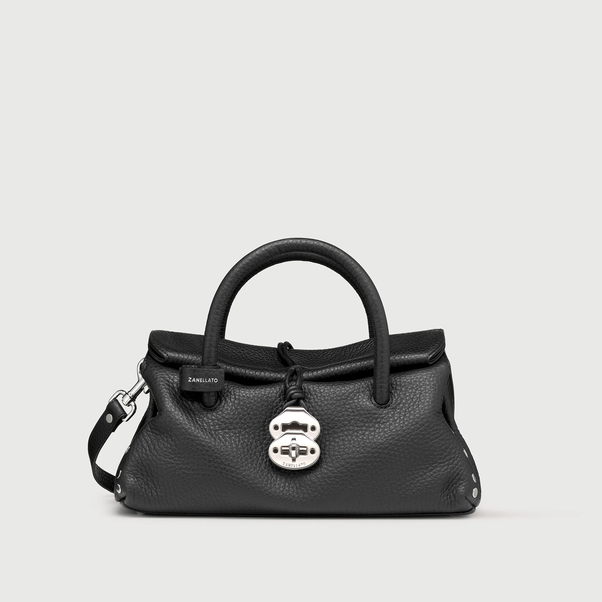 BORSA DOTTA® SMALL IN PELLE MARTELLATA BLACK NERO