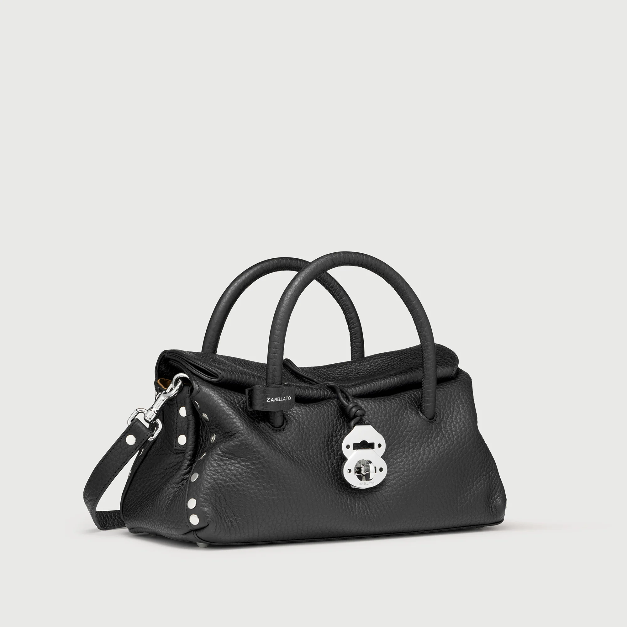 BORSA DOTTA® SMALL IN PELLE MARTELLATA BLACK NERO - Image 2