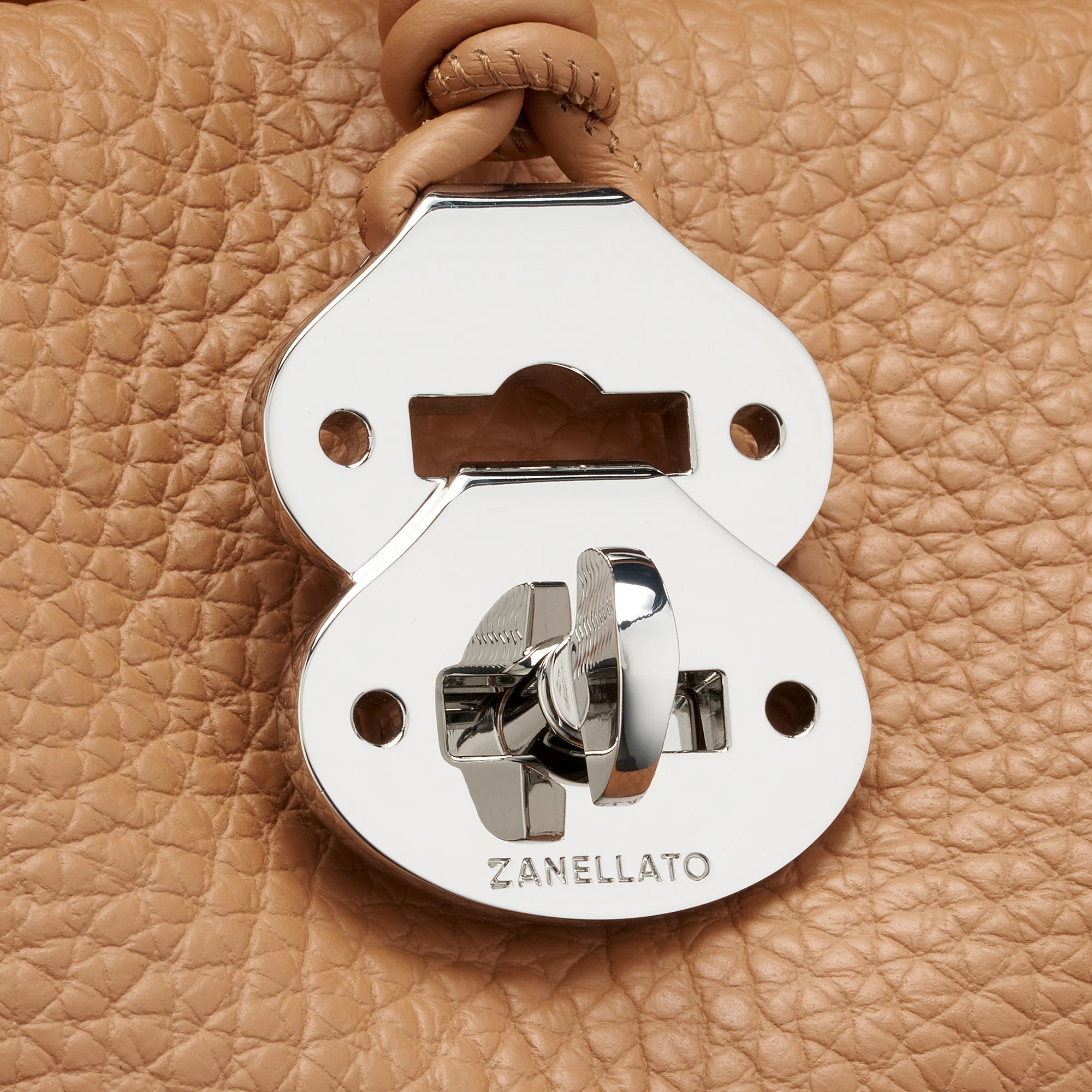 BORSA DOTTA® SMALL IN PELLE MARTELLATA BROWN AMARETTO - Image 6