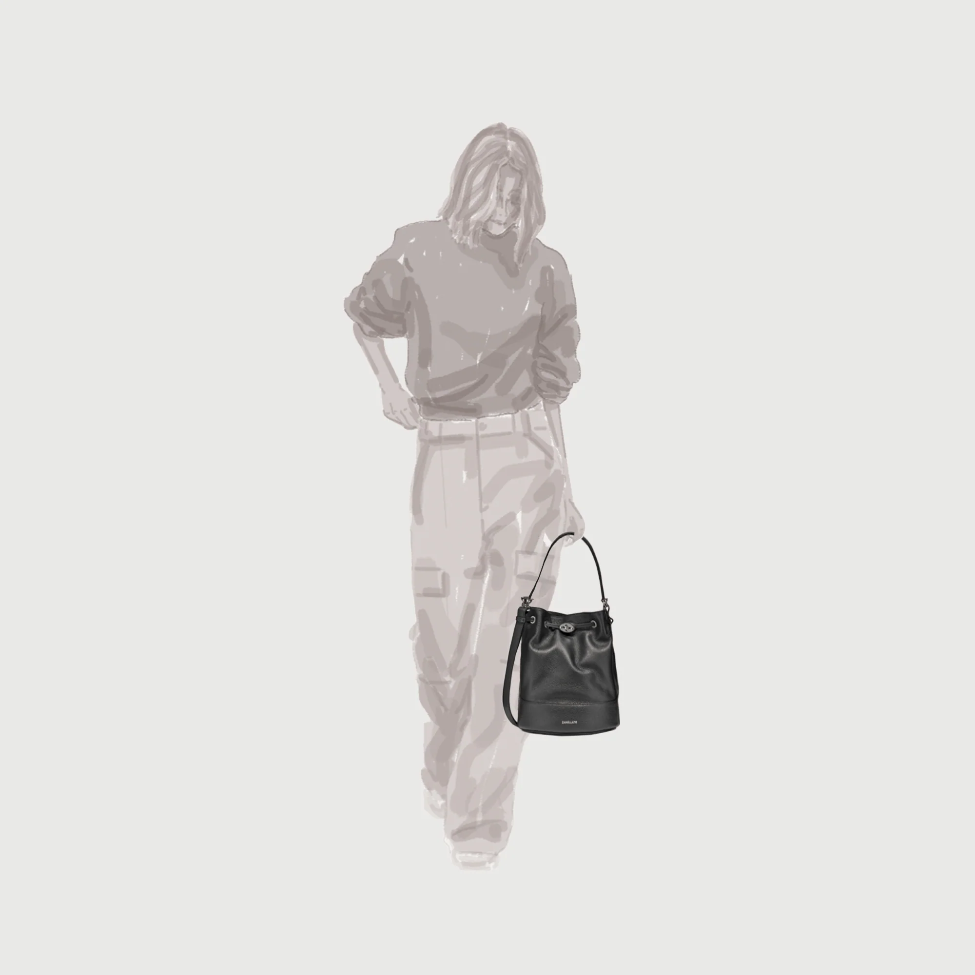 BORSA MONDA'® SMALL IN PELLE MARTELLATA GREY MONTEBIANCO - Image 9