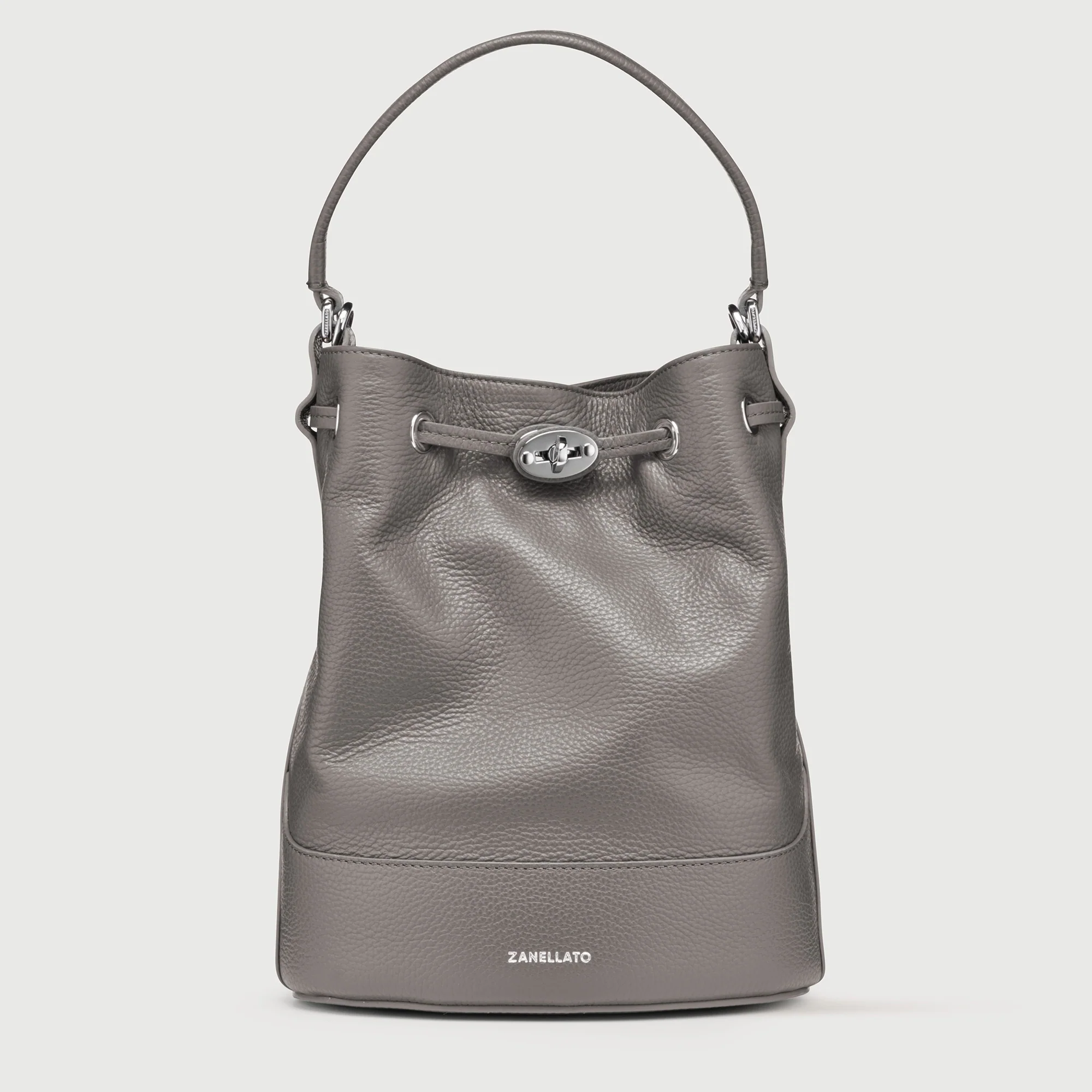 BORSA MONDA'® SMALL IN PELLE MARTELLATA GREY MONTEBIANCO
