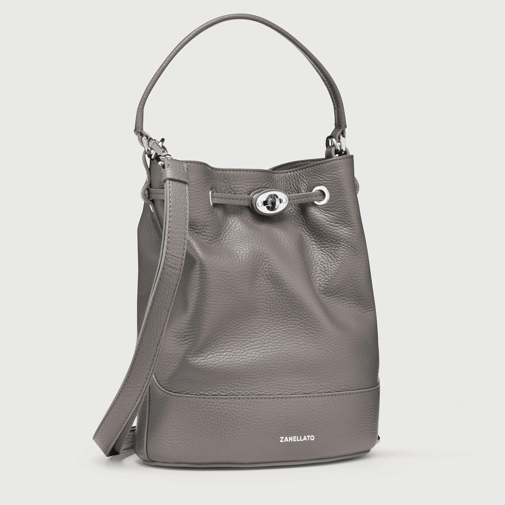 BORSA MONDA'® SMALL IN PELLE MARTELLATA GREY MONTEBIANCO - Image 2