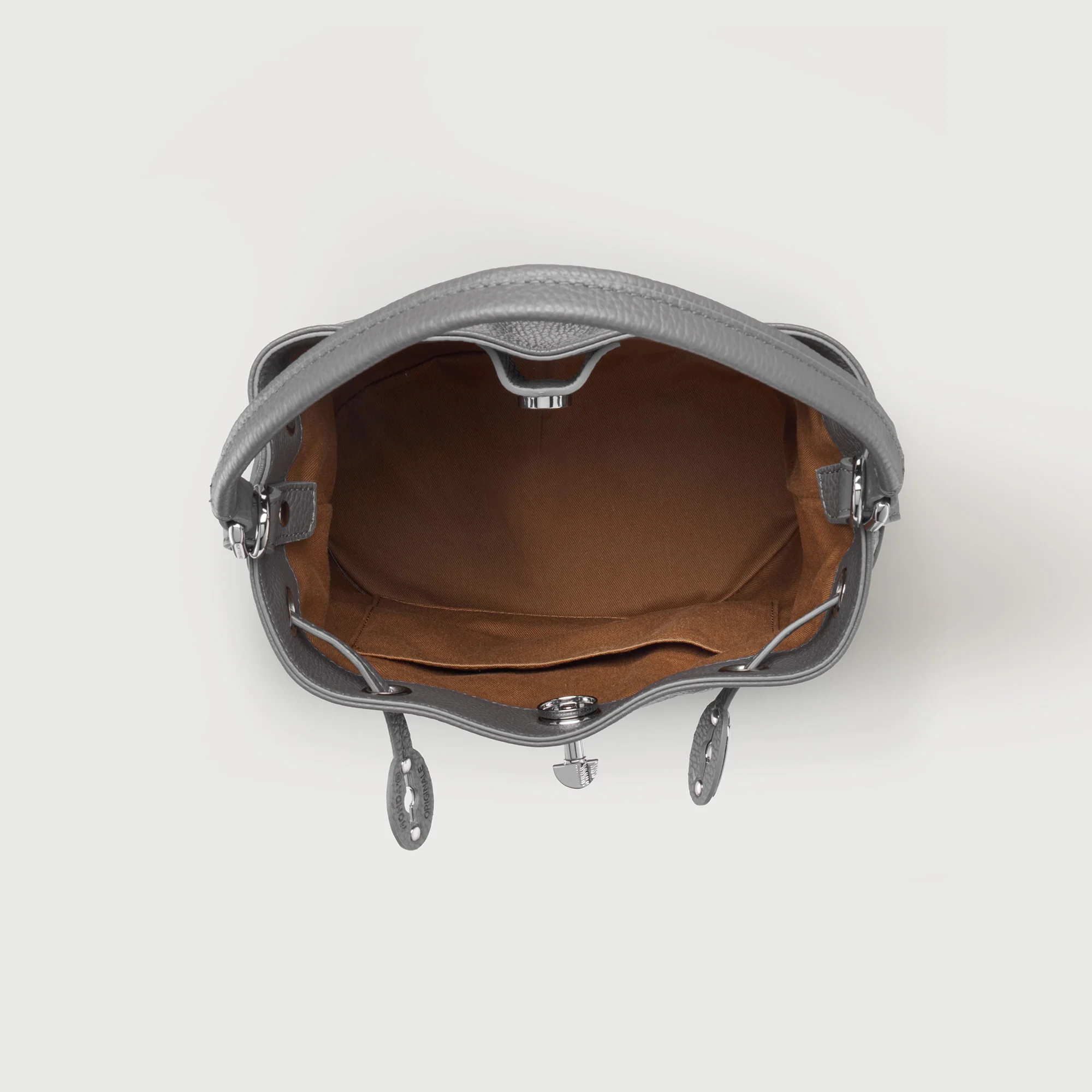 BORSA MONDA'® SMALL IN PELLE MARTELLATA GREY MONTEBIANCO - Image 4