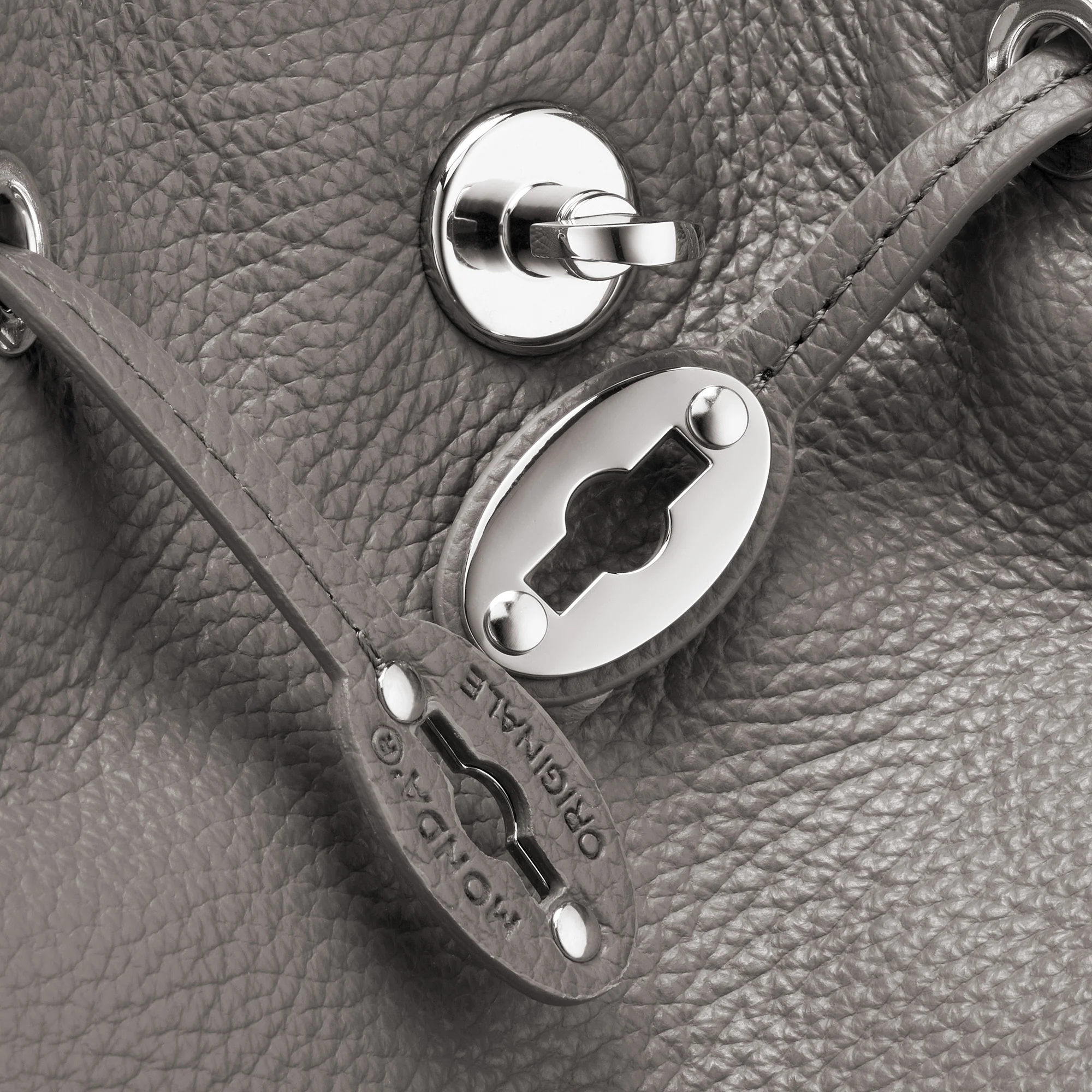 BORSA MONDA'® SMALL IN PELLE MARTELLATA GREY MONTEBIANCO - Image 5