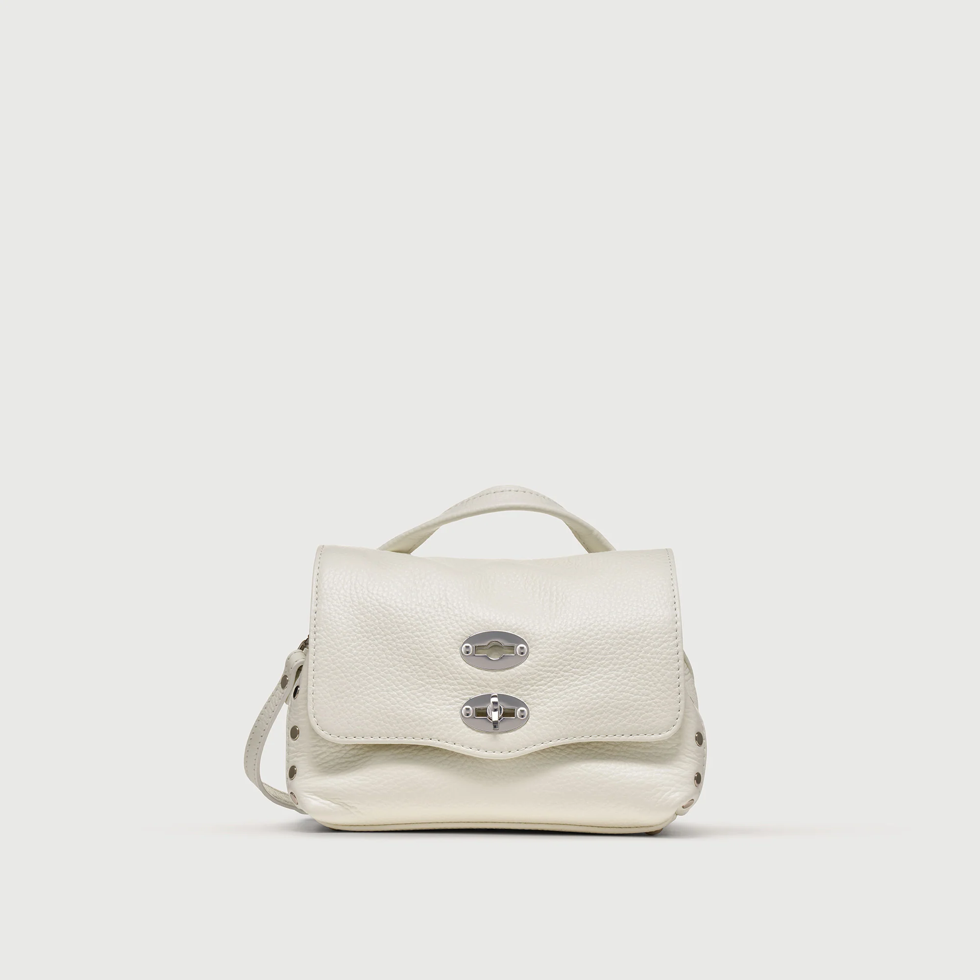 BORSA POSTINA® BABY IN PELLE MARTELLATA BIANCO LATTE