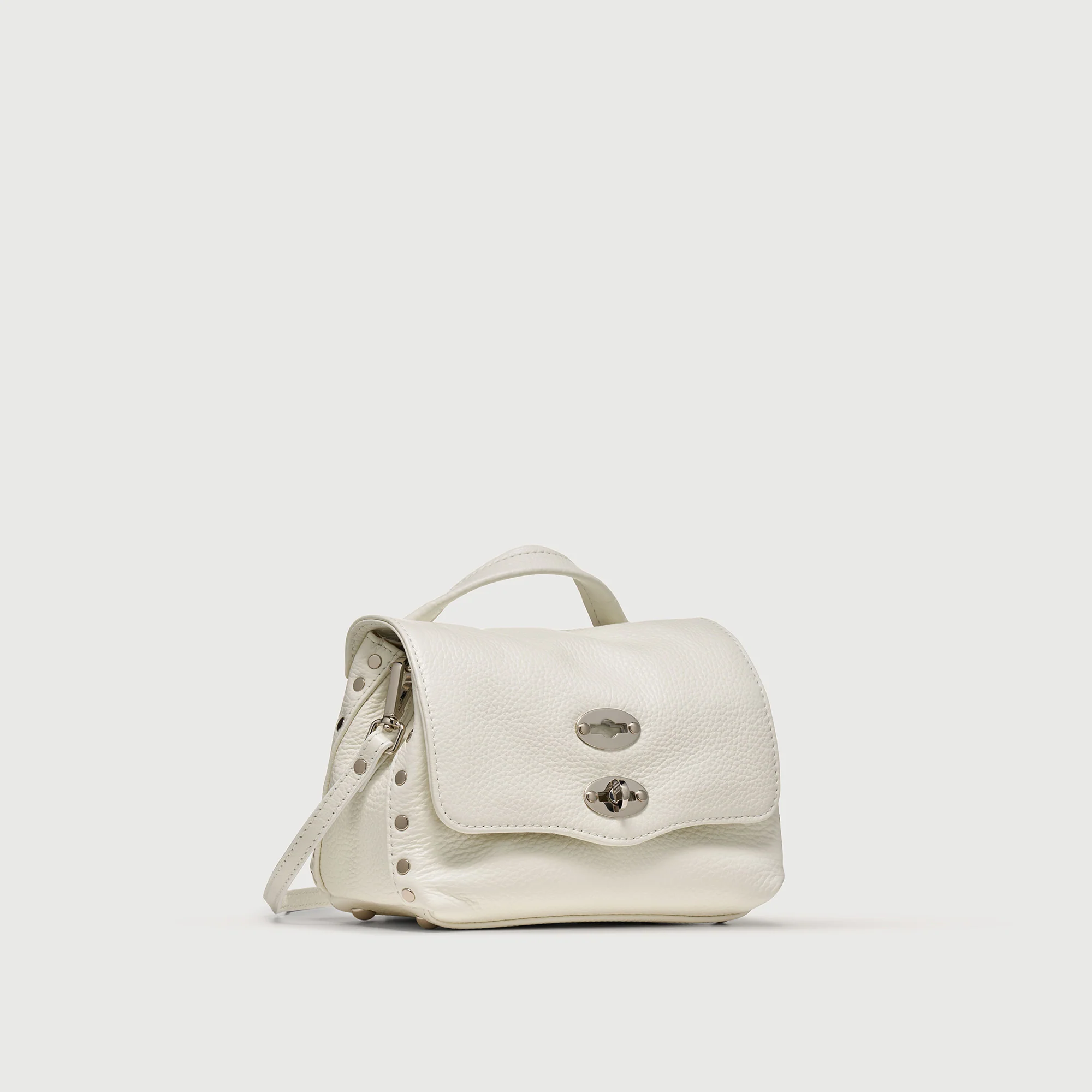 BORSA POSTINA® BABY IN PELLE MARTELLATA BIANCO LATTE - Image 2