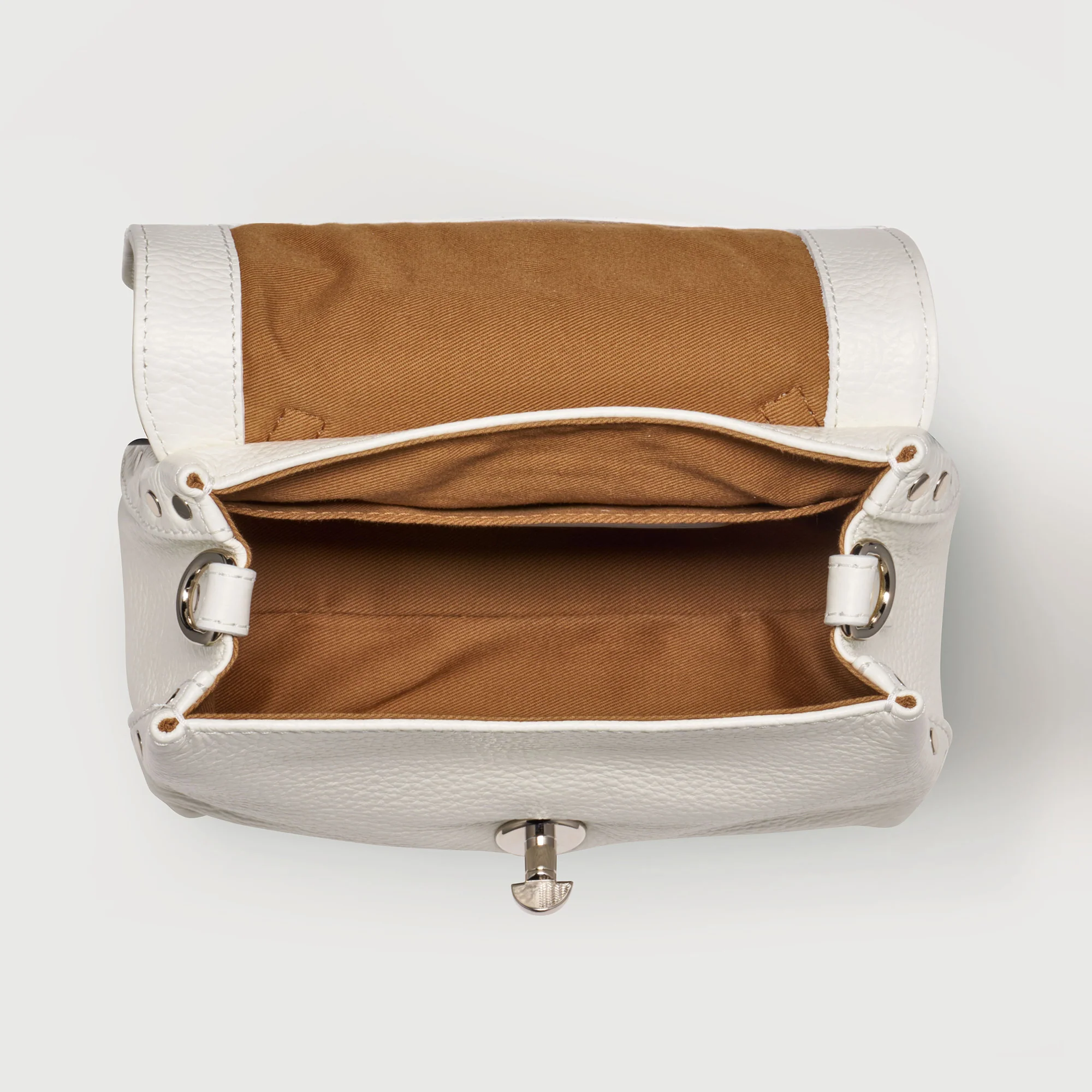 BORSA POSTINA® BABY IN PELLE MARTELLATA BIANCO LATTE - Image 4