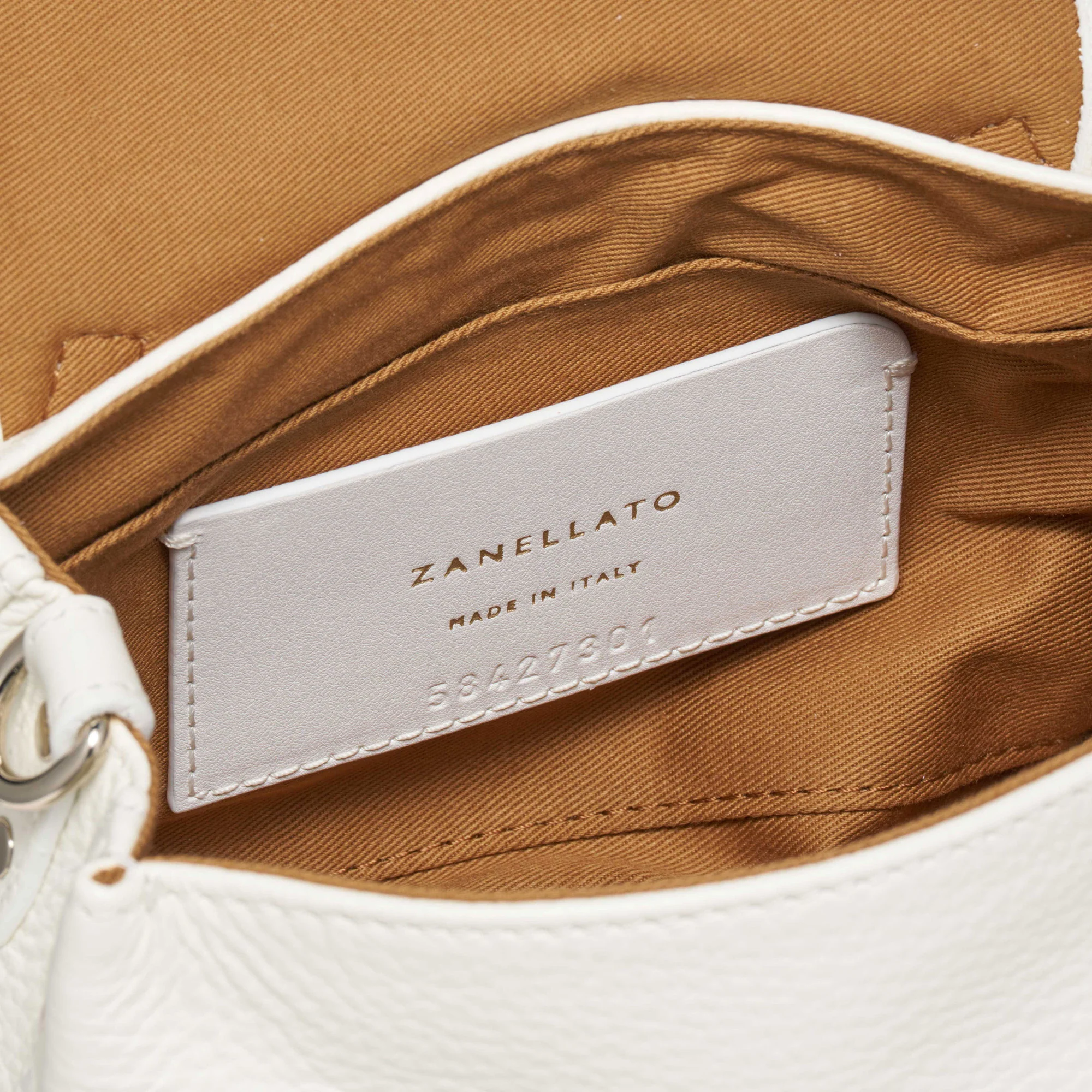 BORSA POSTINA® BABY IN PELLE MARTELLATA BIANCO LATTE - Image 6