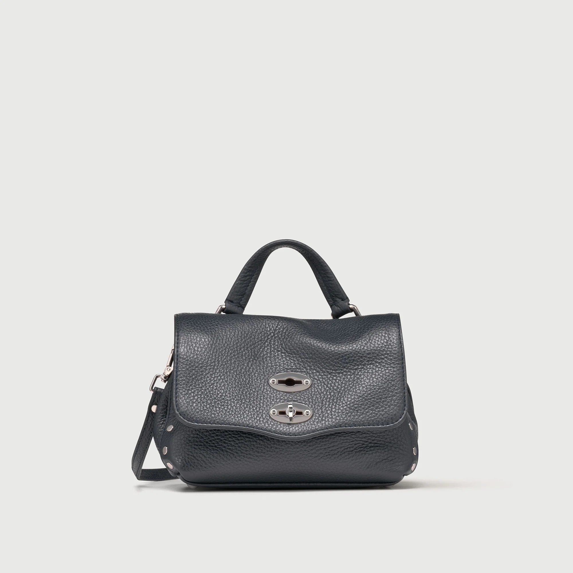 BORSA POSTINA® BABY IN PELLE MARTELLATA DARK NAVY