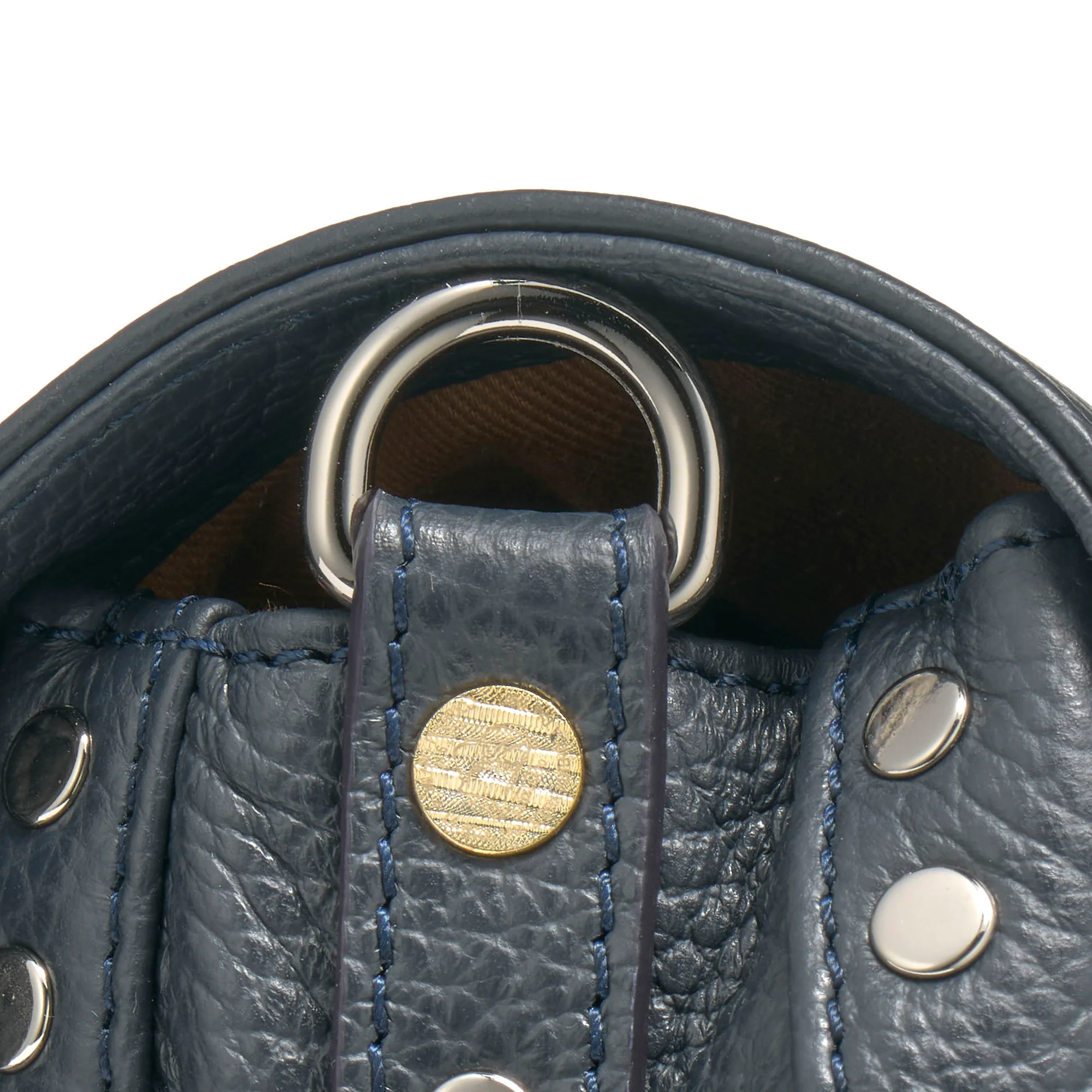 BORSA POSTINA® BABY IN PELLE MARTELLATA DARK NAVY - Image 4
