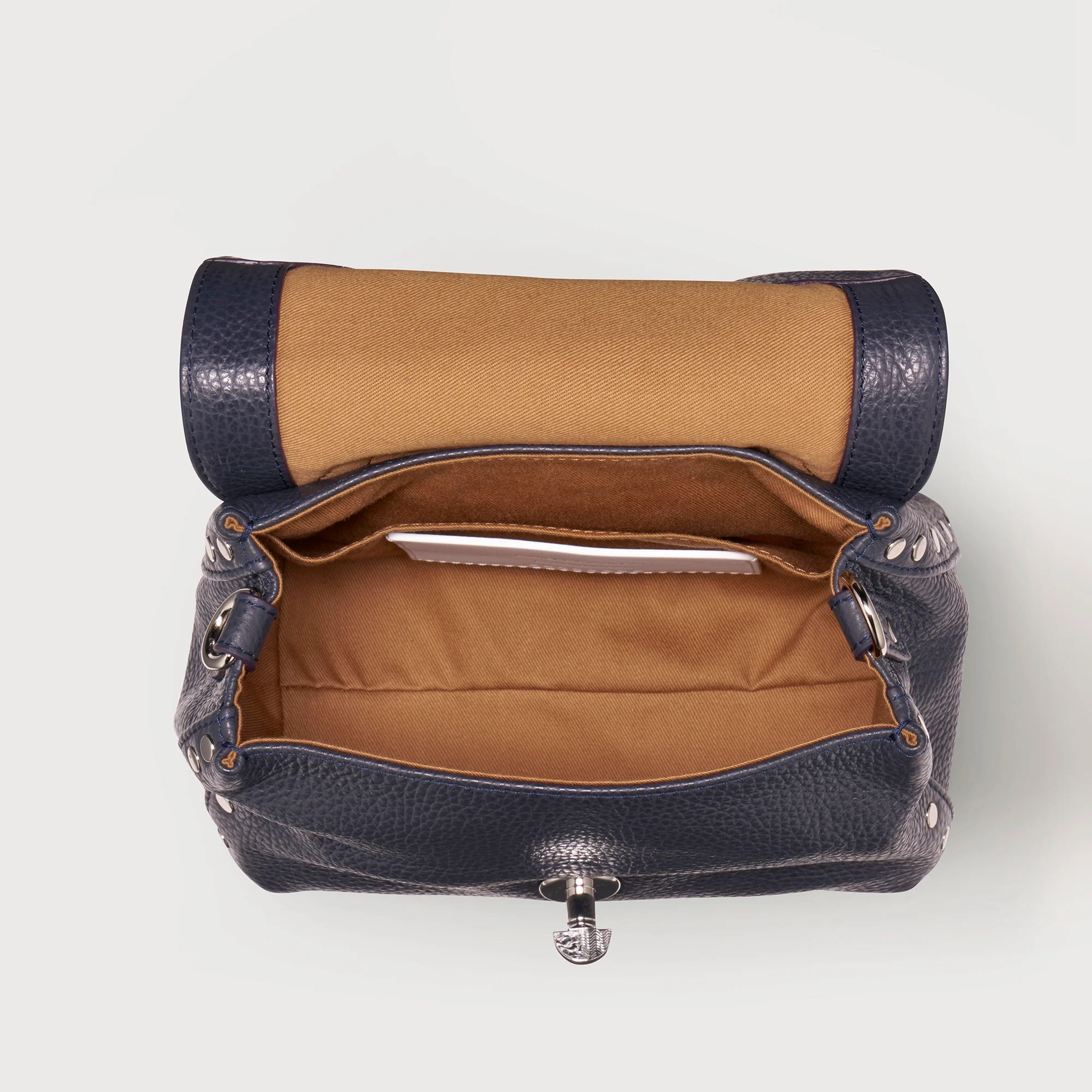 BORSA POSTINA® BABY IN PELLE MARTELLATA DARK NAVY - Image 7