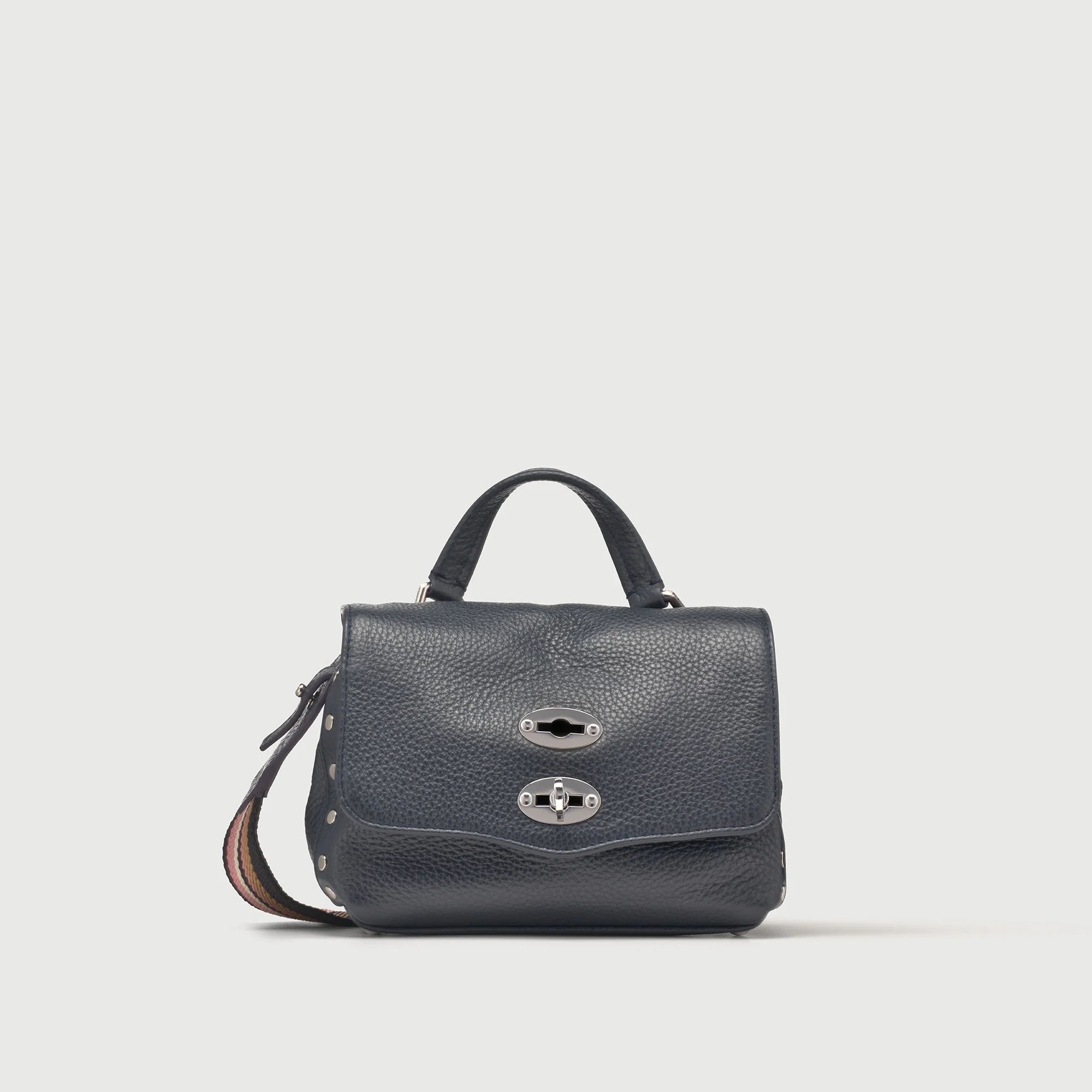 BORSA POSTINA® BABY IN PELLE MARTELLATA DARK NAVY