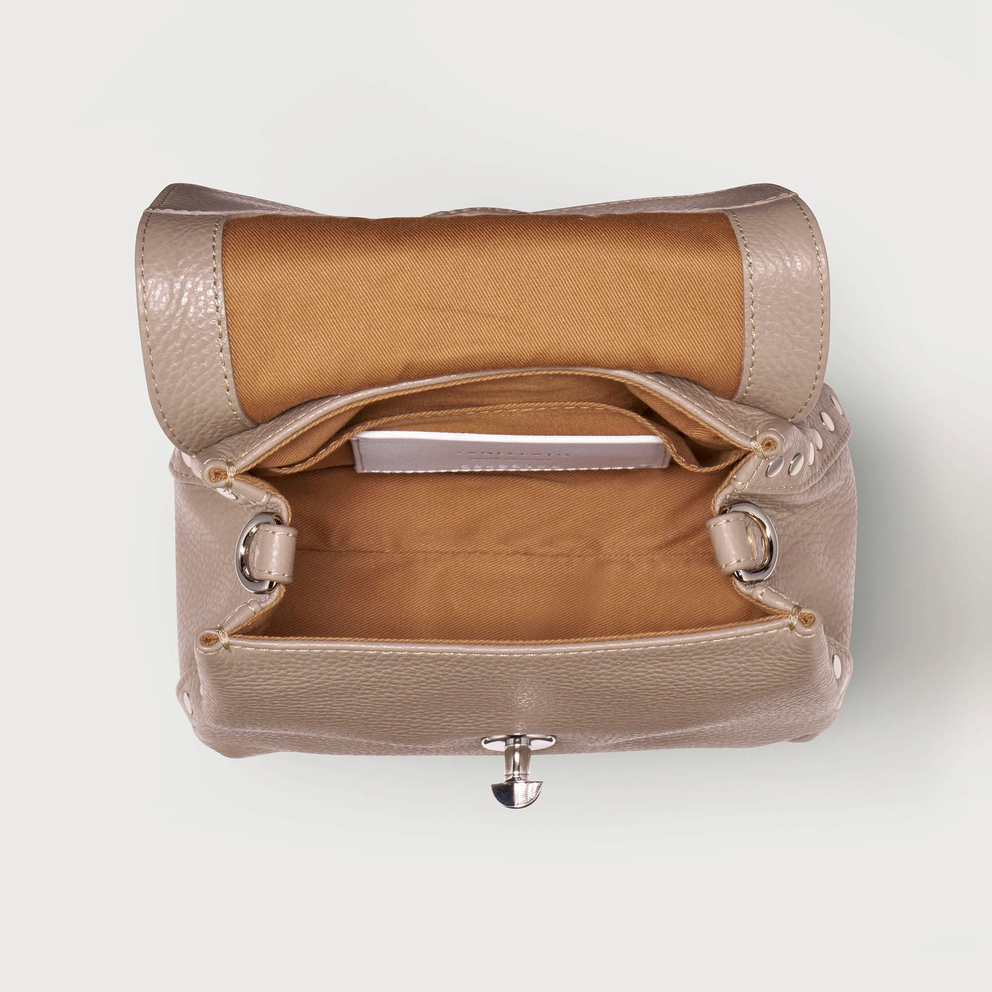 BORSA POSTINA® BABY IN PELLE MARTELLATA GREY CRETA - Image 5