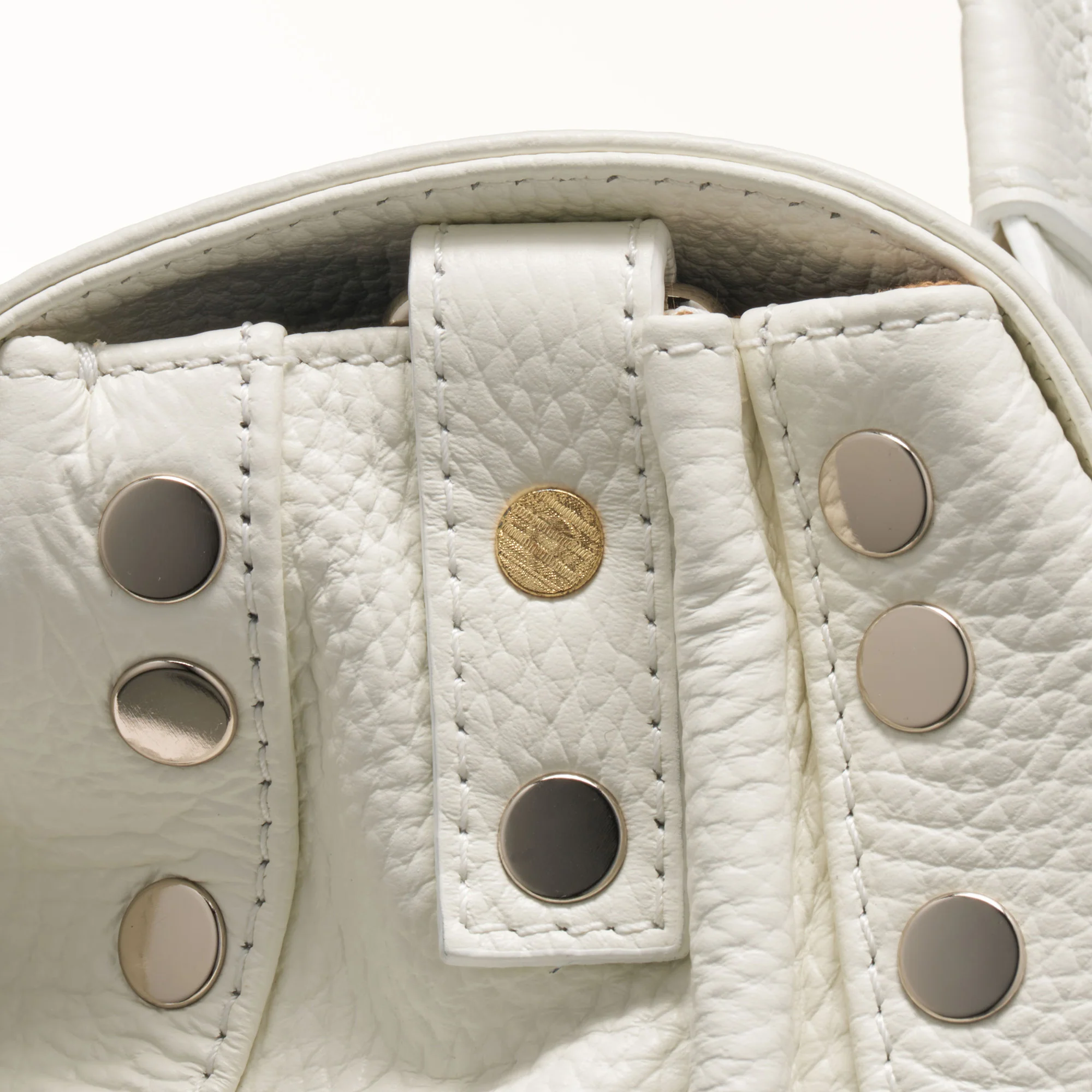 BORSA POSTINA® MEDIUM IN PELLE MARTELLATA BIANCO LATTE - Image 6