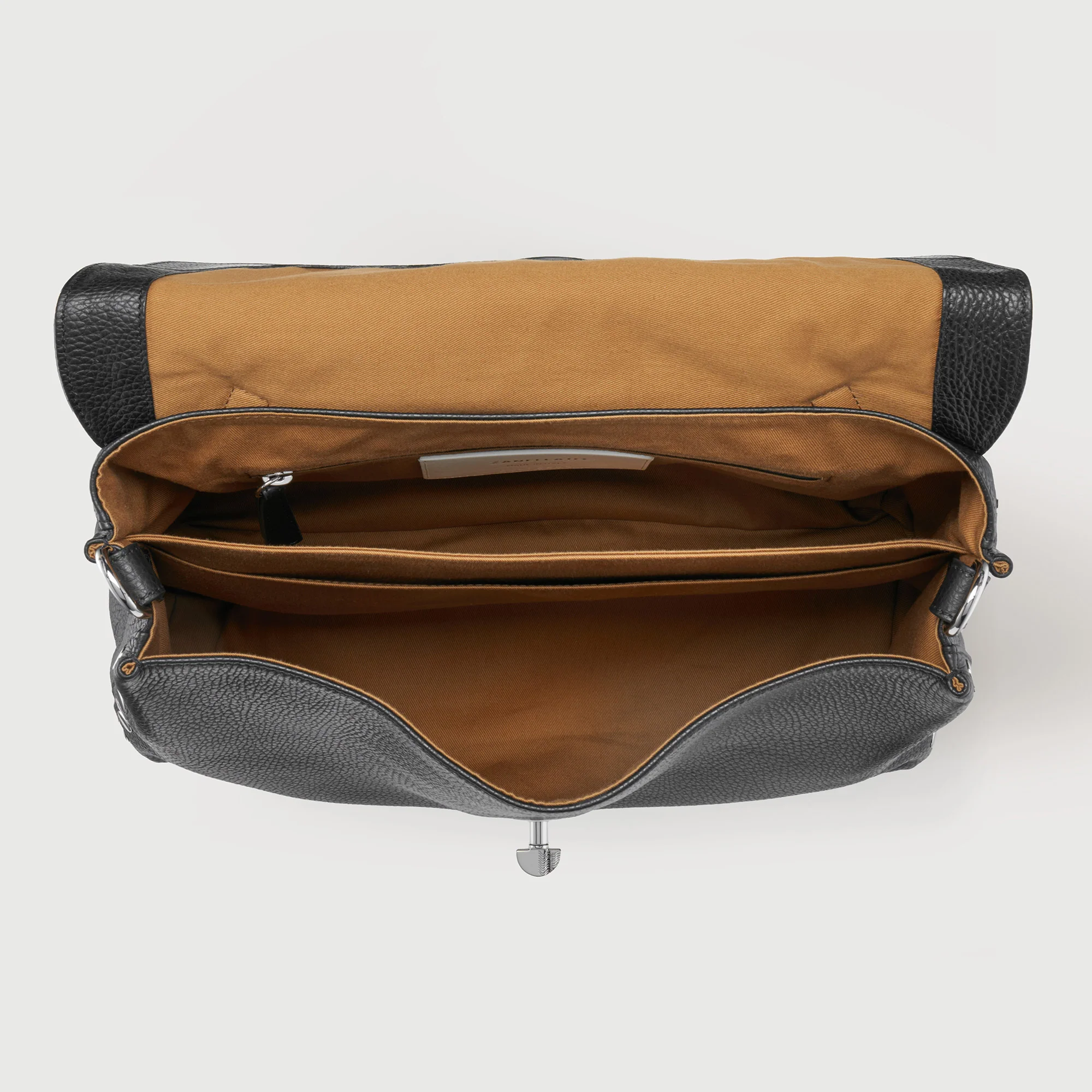 BORSA POSTINA® MEDIUM IN PELLE MARTELLATA BLACK NERO - Image 4