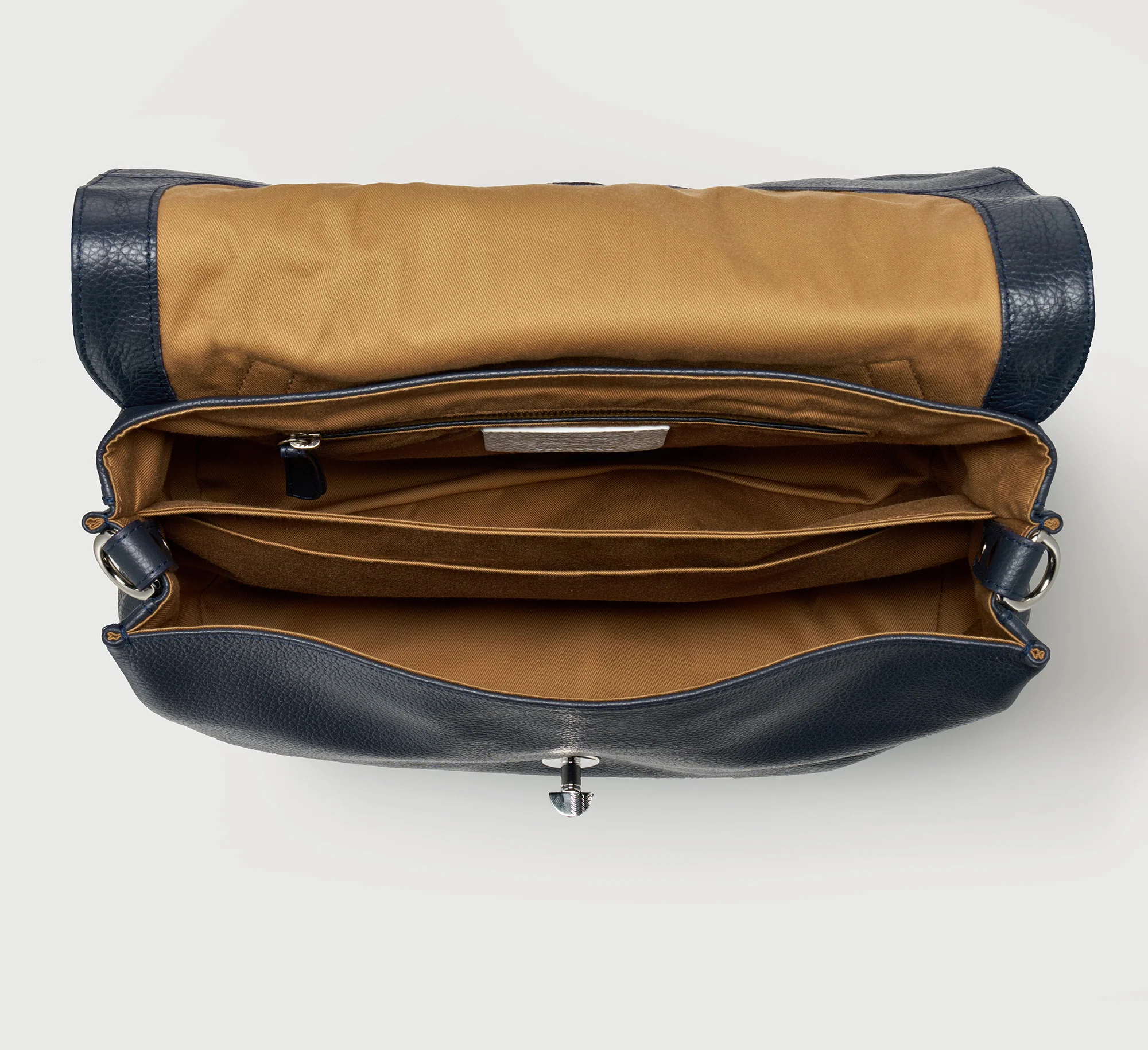 BORSA POSTINA® MEDIUM IN PELLE MARTELLATA DARK NAVY - Image 4