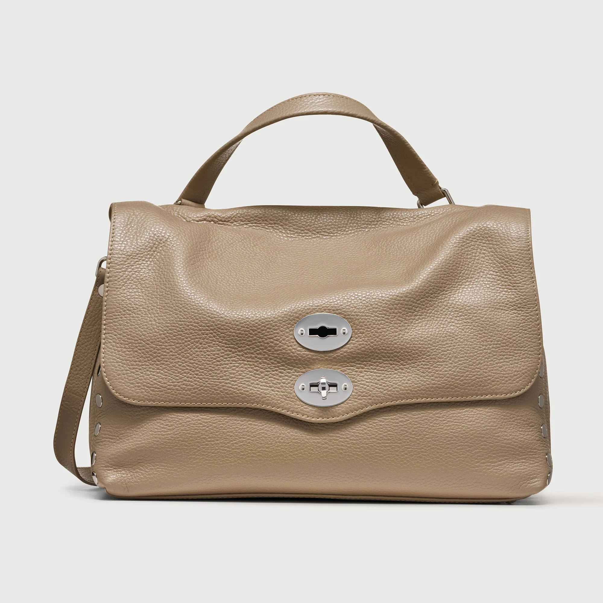 BORSA POSTINA® MEDIUM IN PELLE MARTELLATA GREY CRETA
