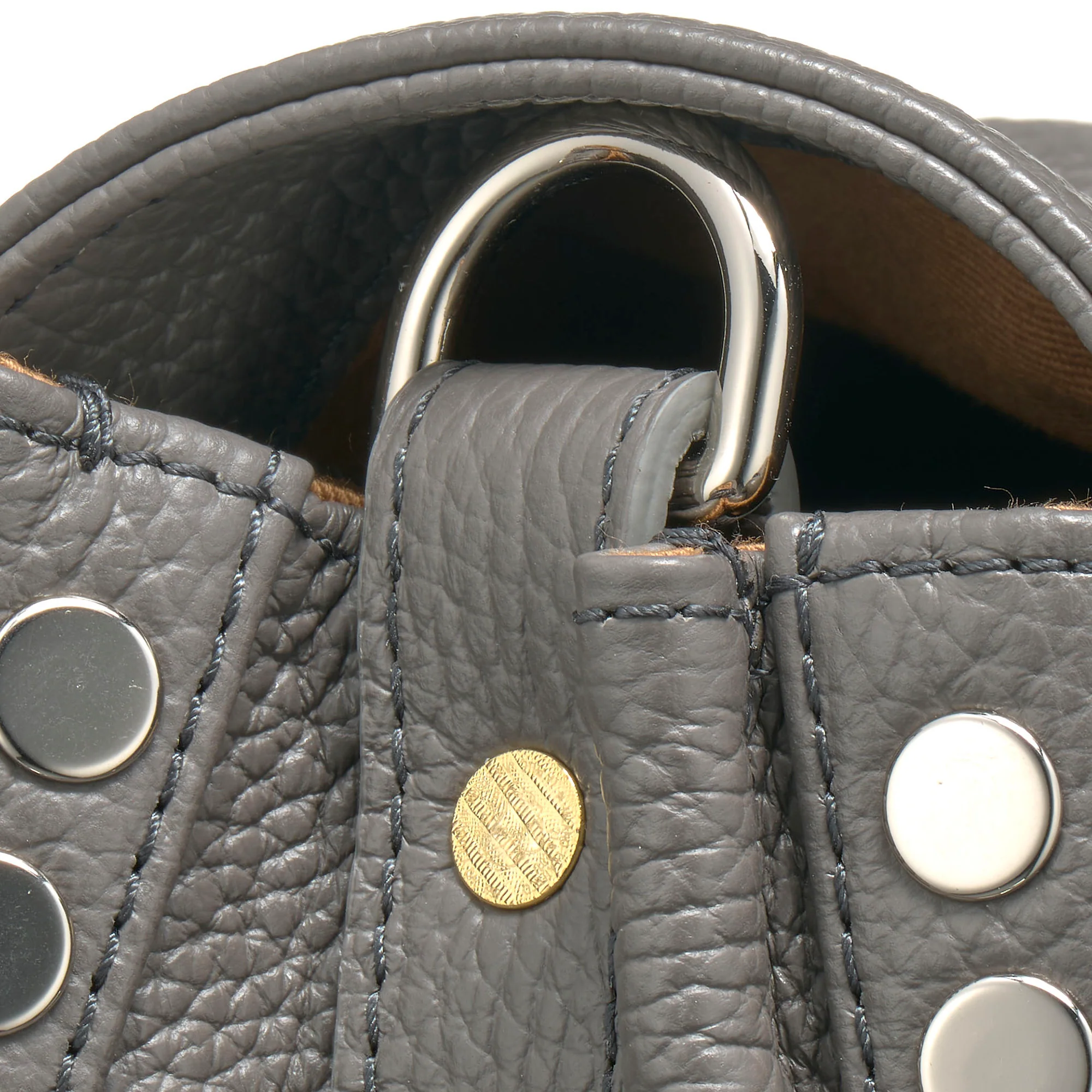 BORSA POSTINA® MEDIUM IN PELLE MARTELLATA GREY MONTEBIANCO - Image 6