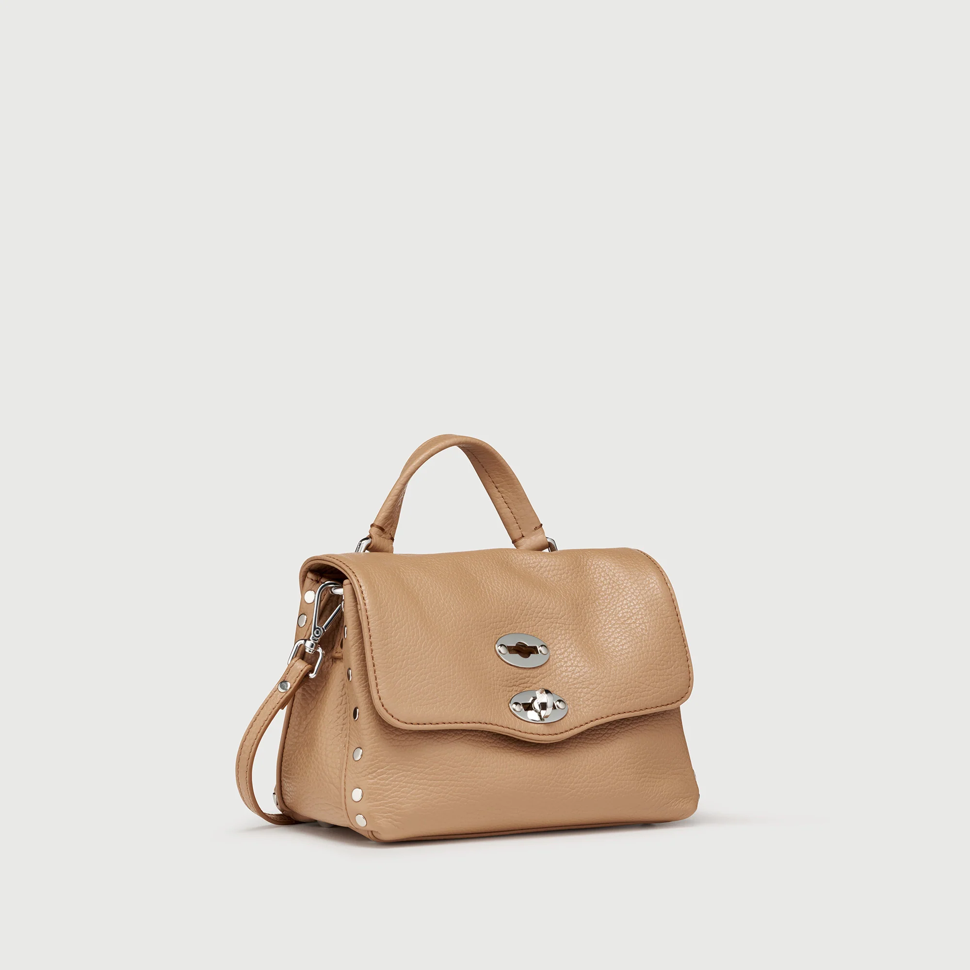BORSA POSTINA® BABY IN PELLE MARTELLATA BROWN CANTUCCI - Image 2