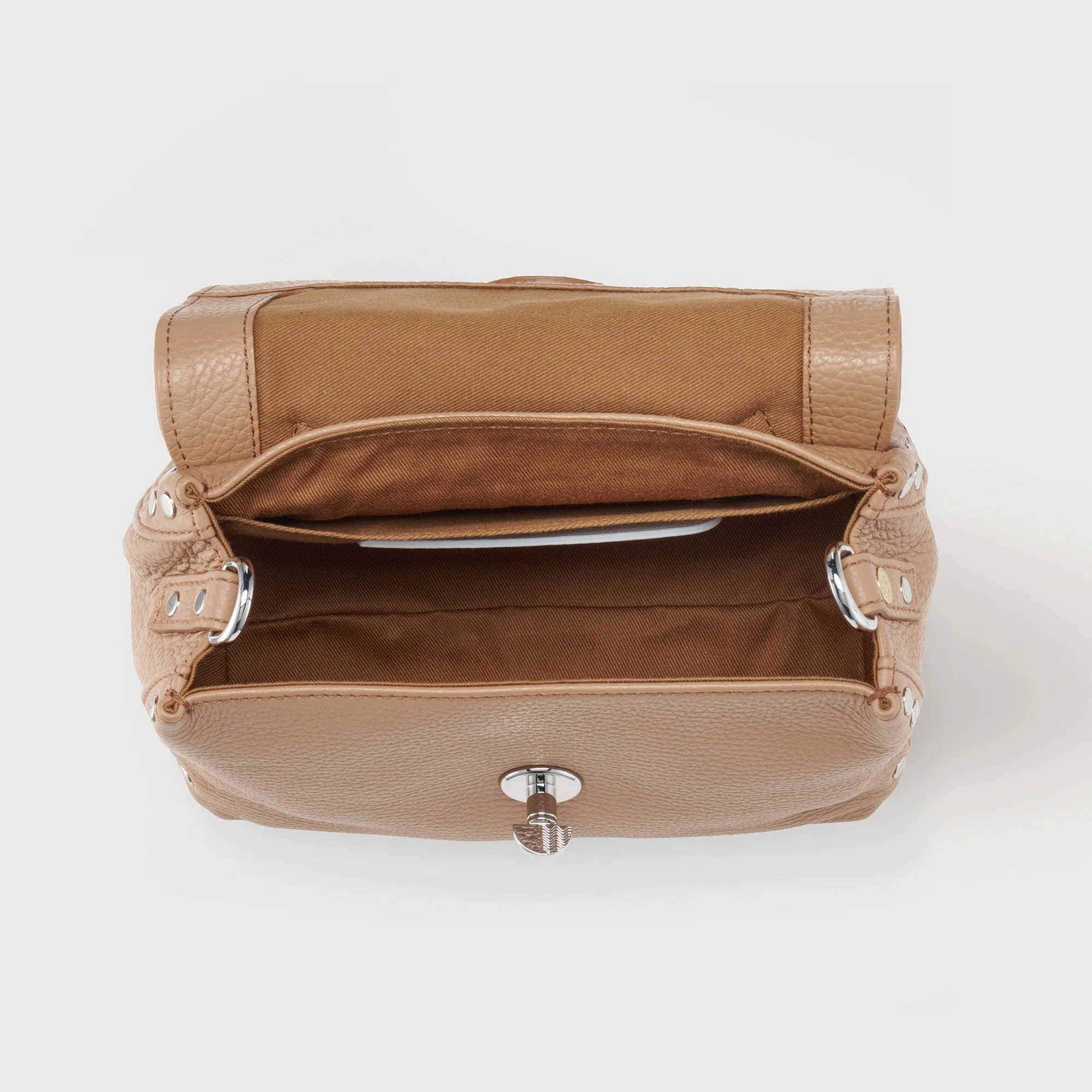 BORSA POSTINA® BABY IN PELLE MARTELLATA BROWN CANTUCCI - Image 4