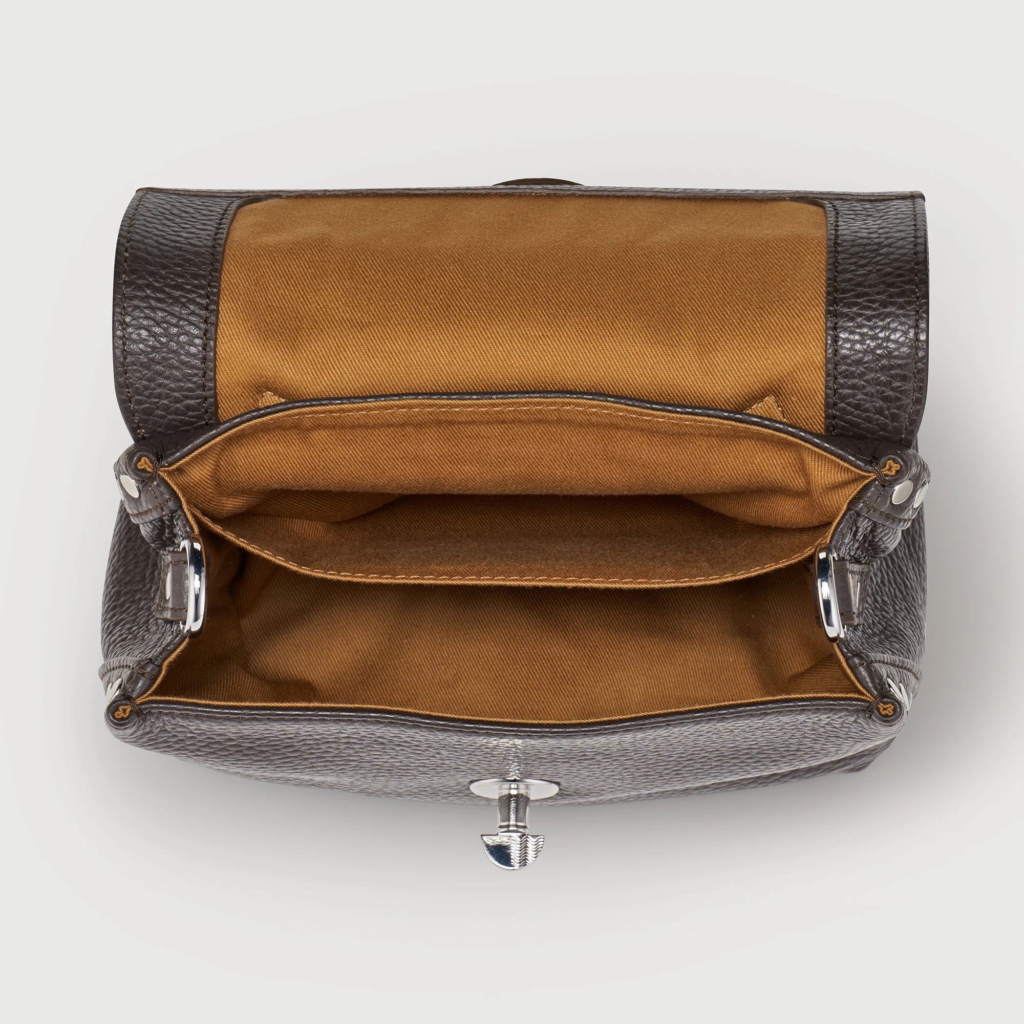 BORSA POSTINA® BABY IN PELLE MARTELLATA BROWN DOLCE AMARO - Image 4