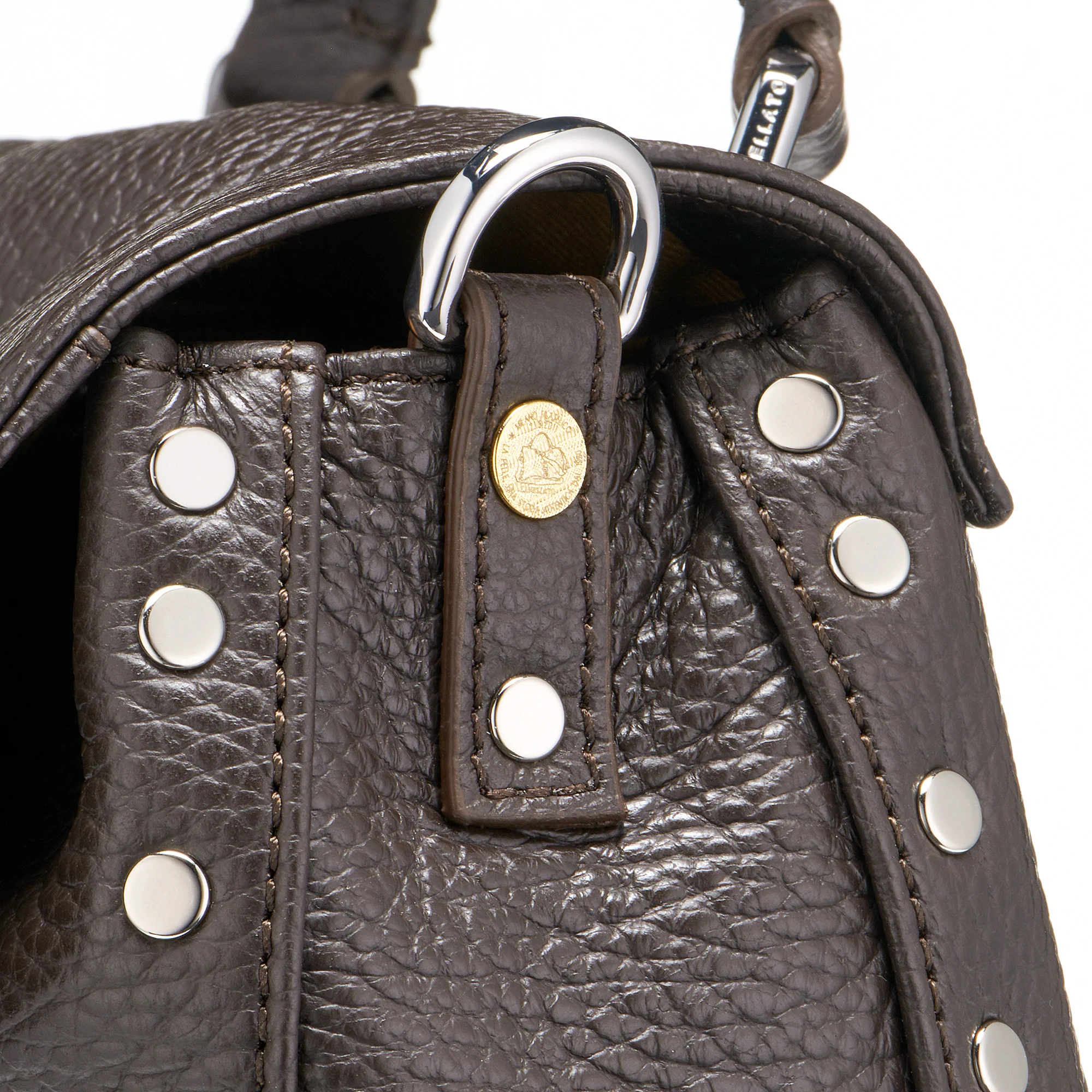 BORSA POSTINA® BABY IN PELLE MARTELLATA BROWN DOLCE AMARO - Image 5