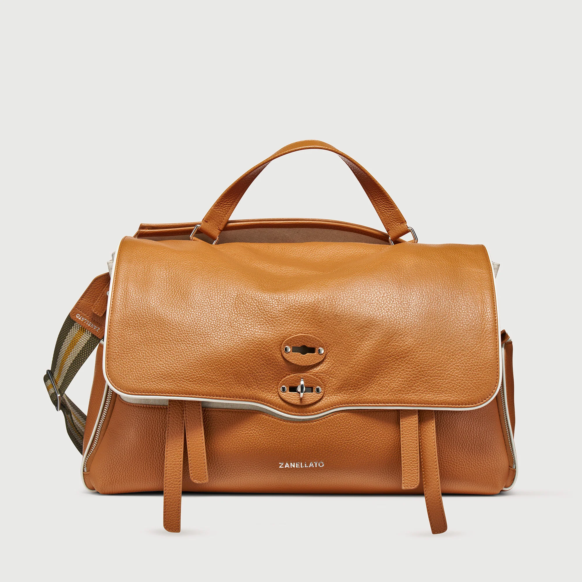 BORSA RACQUET CLUB EXTRA LARGE IN PELLE MARTELLATA BROWN BALCONIERA
