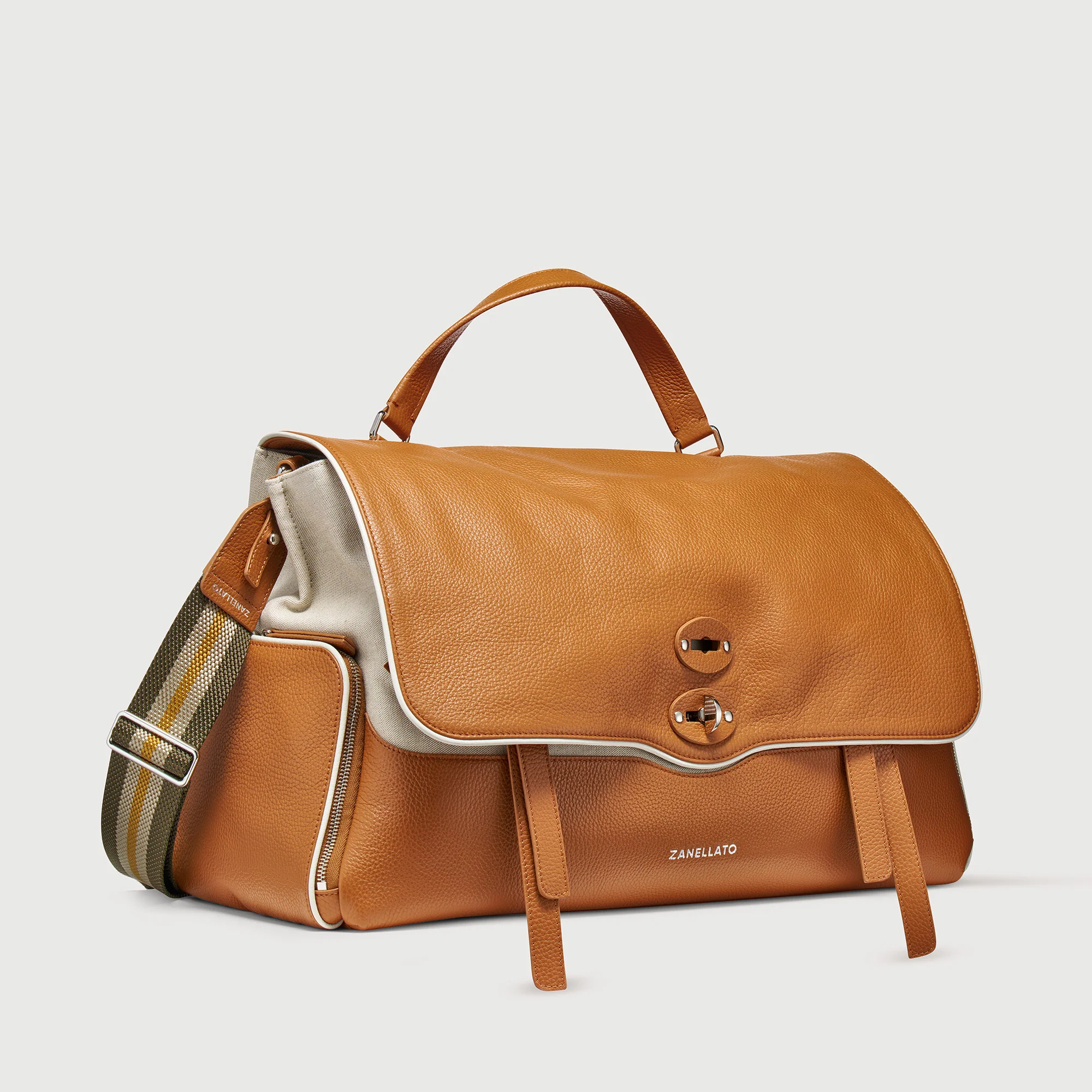 BORSA RACQUET CLUB EXTRA LARGE IN PELLE MARTELLATA BROWN BALCONIERA - Image 2