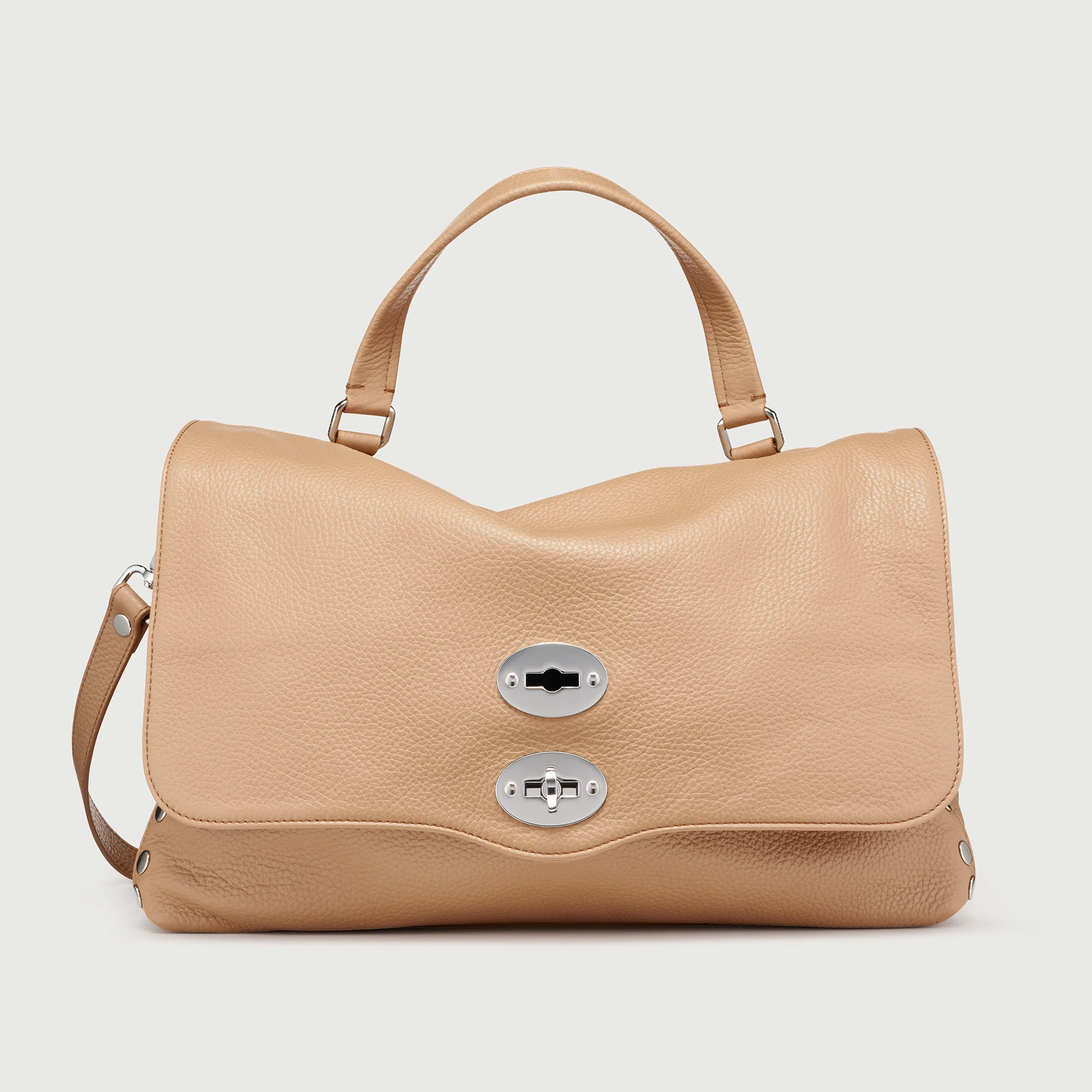 BORSA POSTINA® MEDIUM IN PELLE MARTELLATA BROWN CANTUCCI