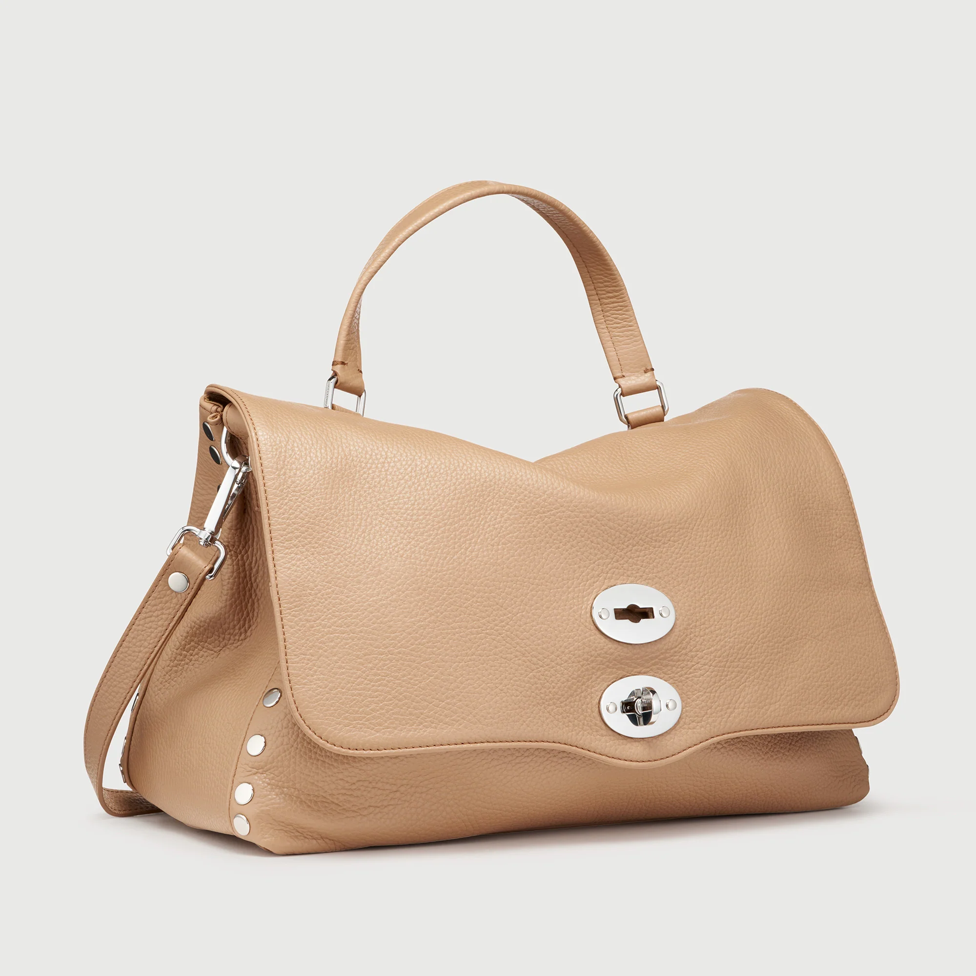 BORSA POSTINA® MEDIUM IN PELLE MARTELLATA BROWN CANTUCCI - Image 2