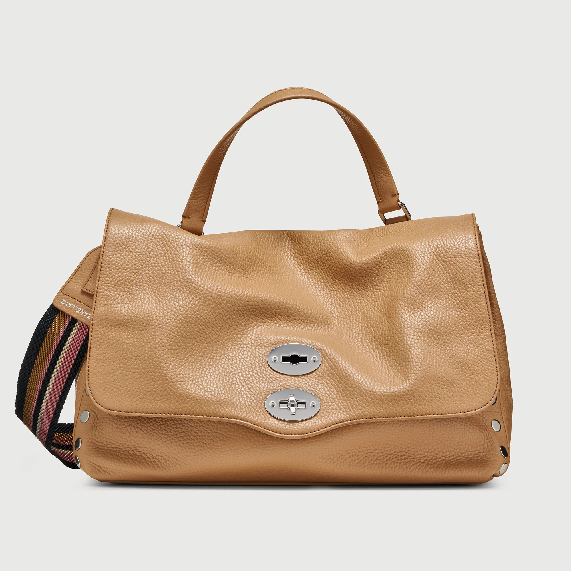 BORSA POSTINA® MEDIUM IN PELLE MARTELLATA BROWN CANTUCCI