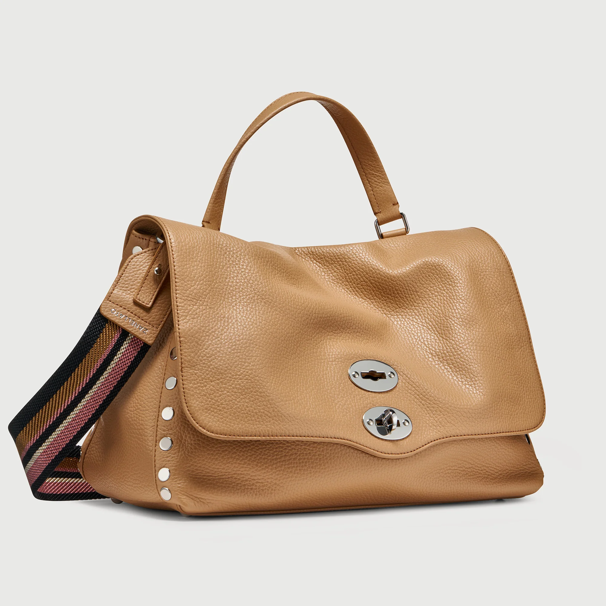 BORSA POSTINA® MEDIUM IN PELLE MARTELLATA BROWN CANTUCCI - Image 2
