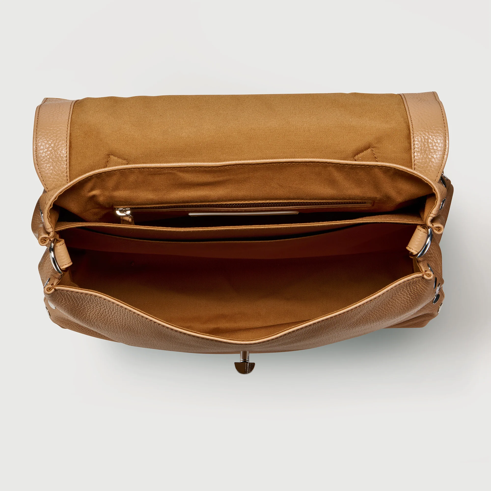 BORSA POSTINA® MEDIUM IN PELLE MARTELLATA BROWN CANTUCCI - Image 4