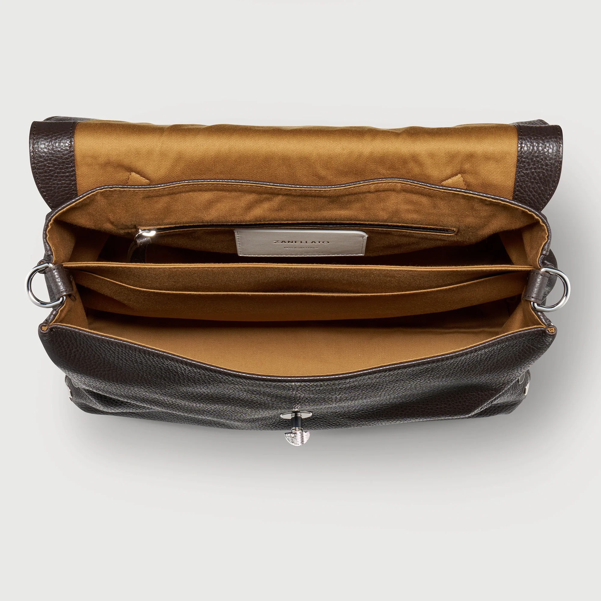 BORSA POSTINA® MEDIUM IN PELLE MARTELLATA BROWN DOLCE AMARO - Image 4