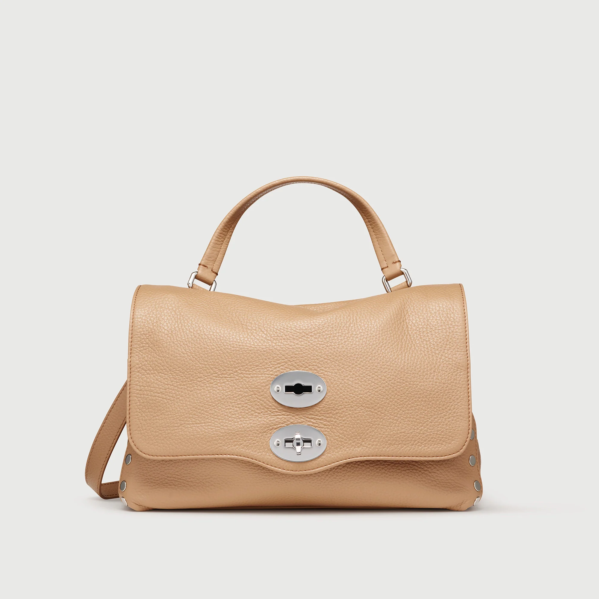 BORSA POSTINA® SMALL IN PELLE MARTELLATA BROWN CANTUCCI