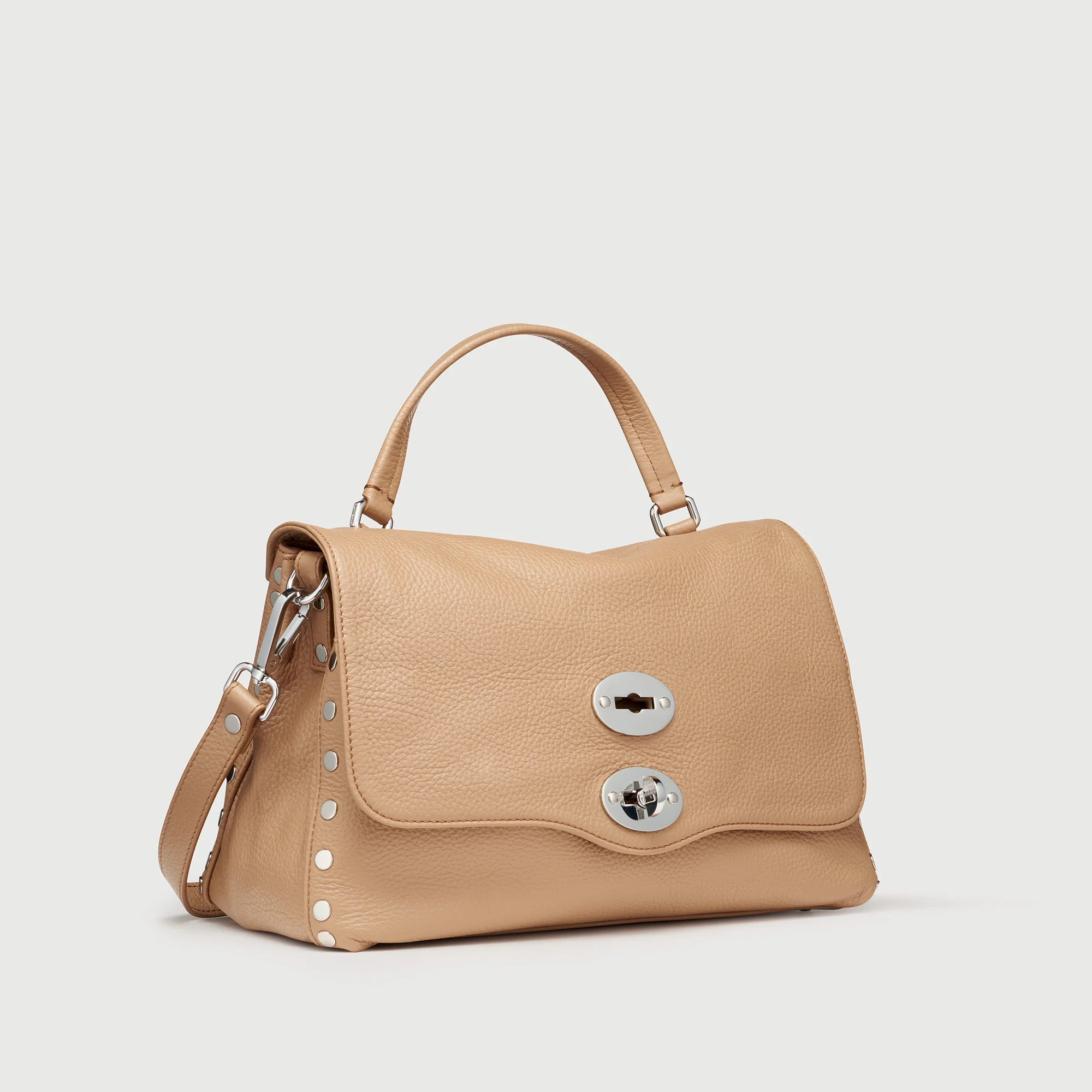 BORSA POSTINA® SMALL IN PELLE MARTELLATA BROWN CANTUCCI - Image 2