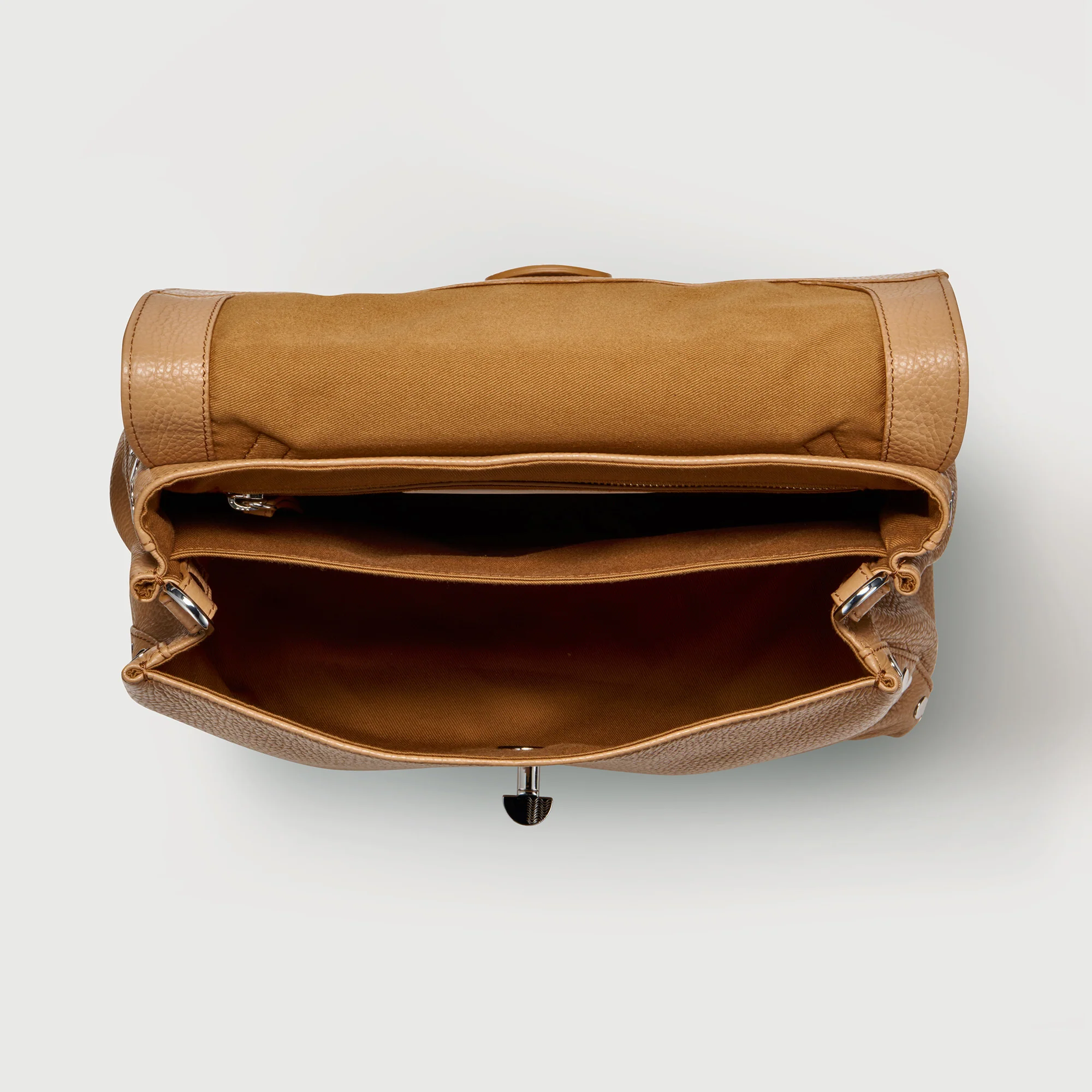 BORSA POSTINA® SMALL IN PELLE MARTELLATA BROWN CANTUCCI - Image 4