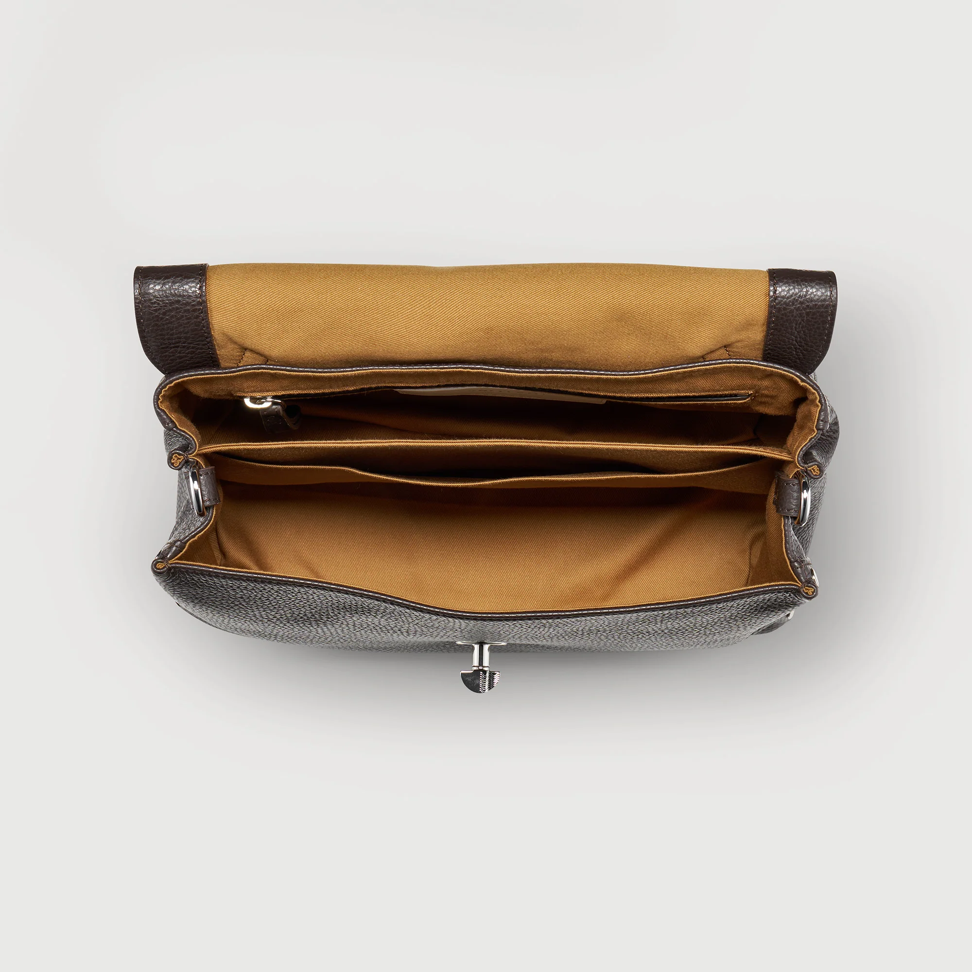BORSA POSTINA® SMALL IN PELLE MARTELLATA BROWN DOLCE AMARO - Image 4