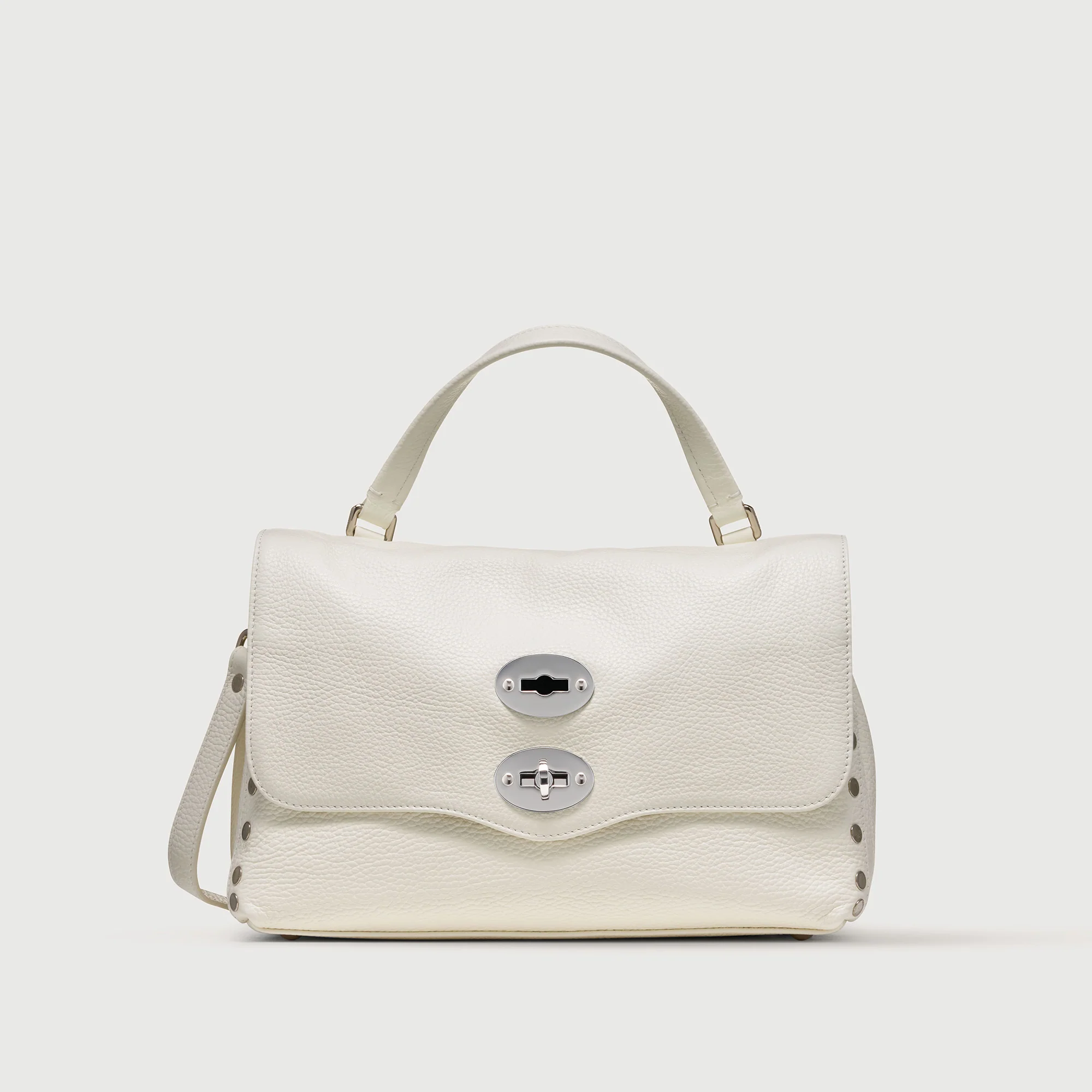BORSA POSTINA® SMALL IN PELLE MARTELLATA BIANCO LATTE