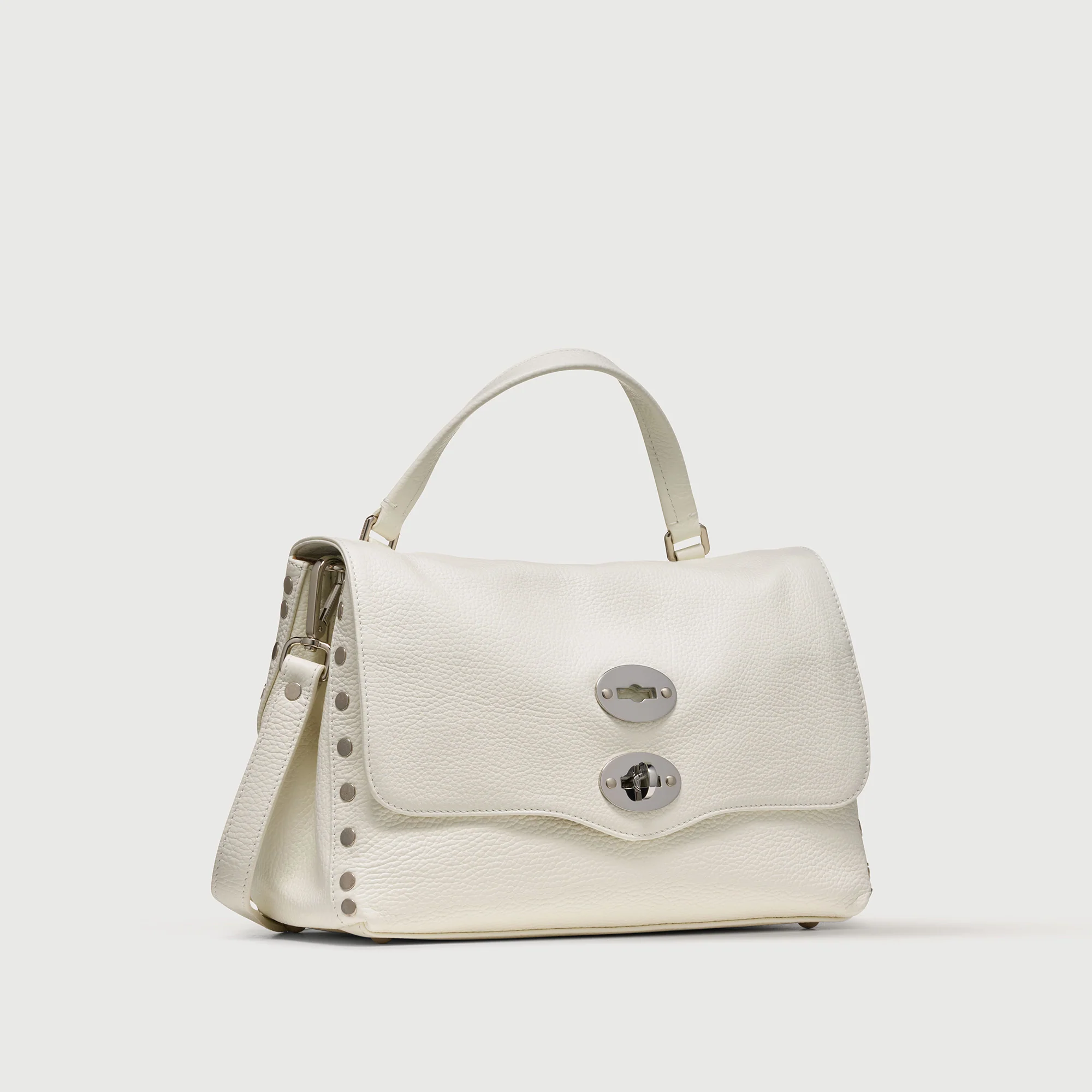 BORSA POSTINA® SMALL IN PELLE MARTELLATA BIANCO LATTE - Image 2