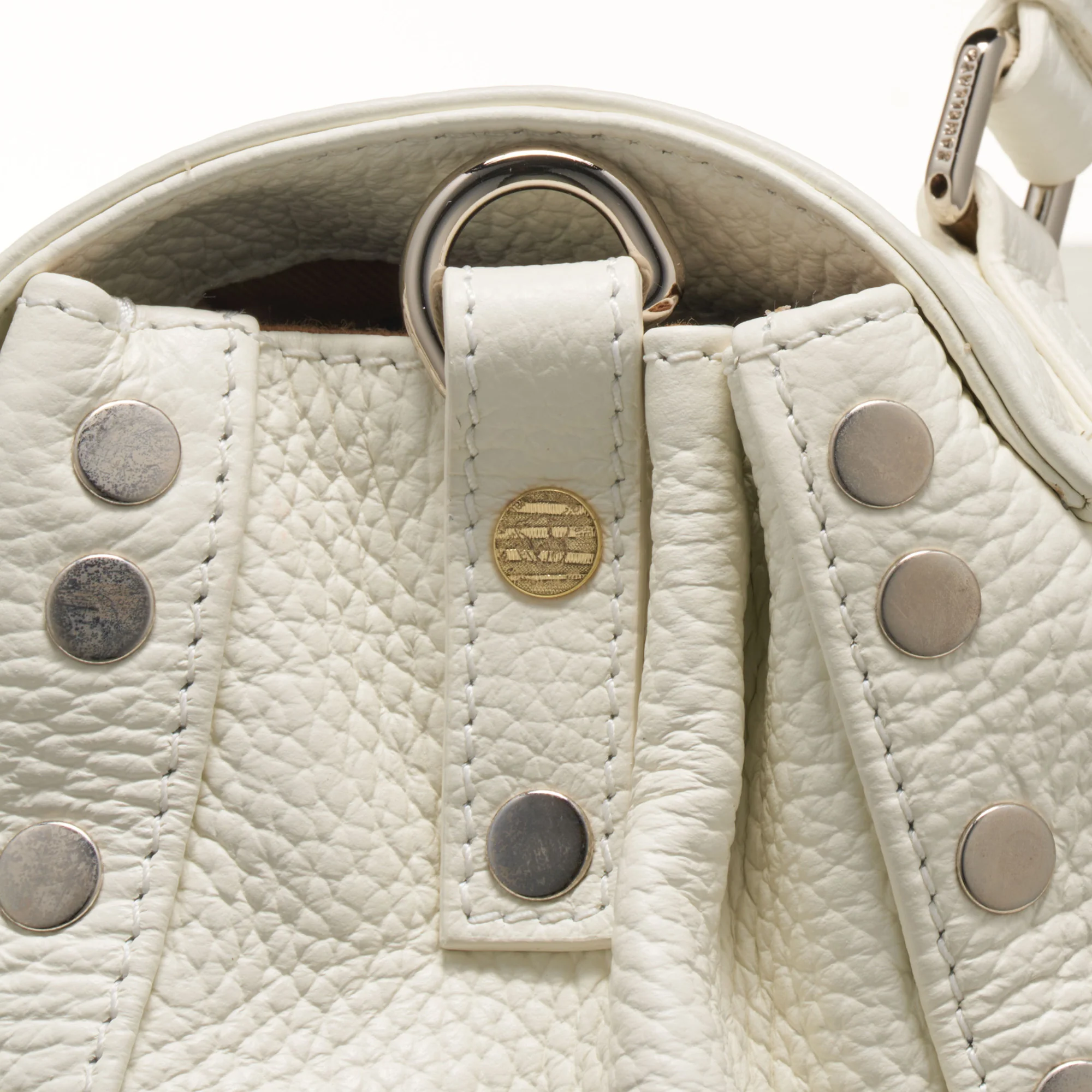 BORSA POSTINA® SMALL IN PELLE MARTELLATA BIANCO LATTE - Image 5