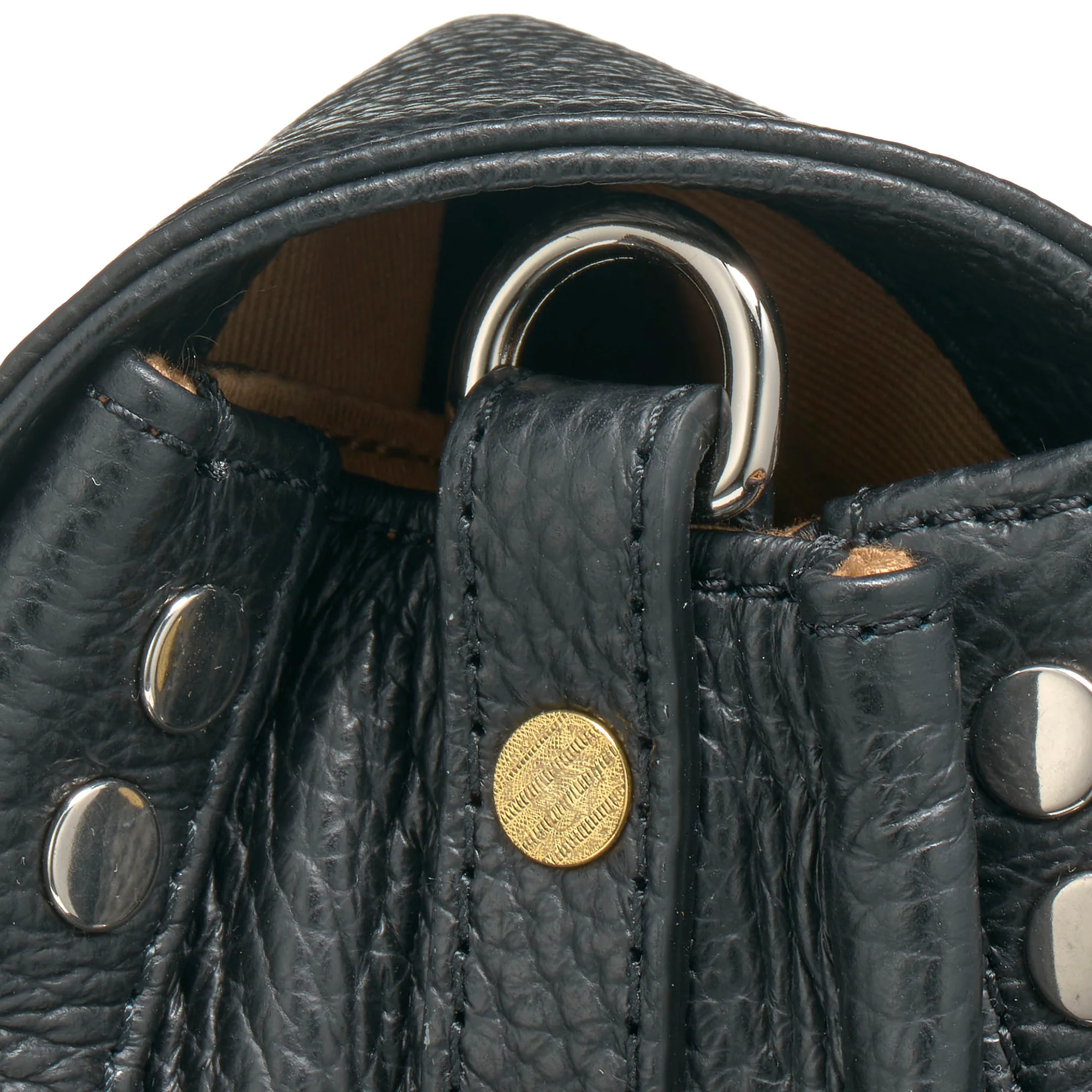 BORSA POSTINA® SMALL IN PELLE MARTELLATA BLACK NERO - Image 6