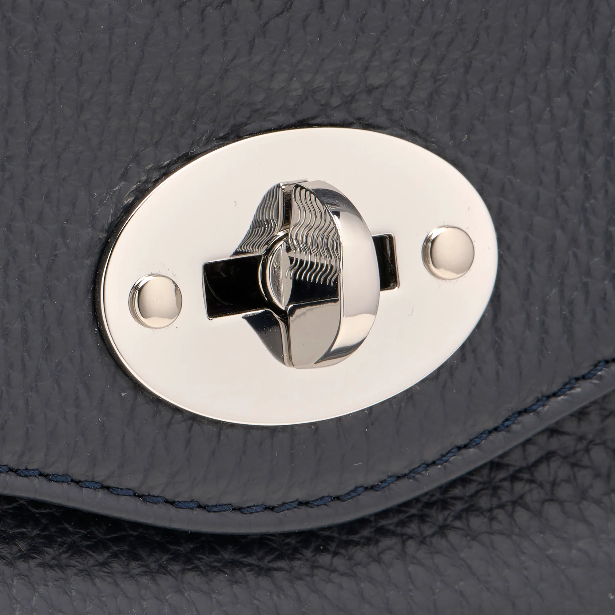 BORSA POSTINA® SMALL IN PELLE MARTELLATA DARK NAVY - Image 5