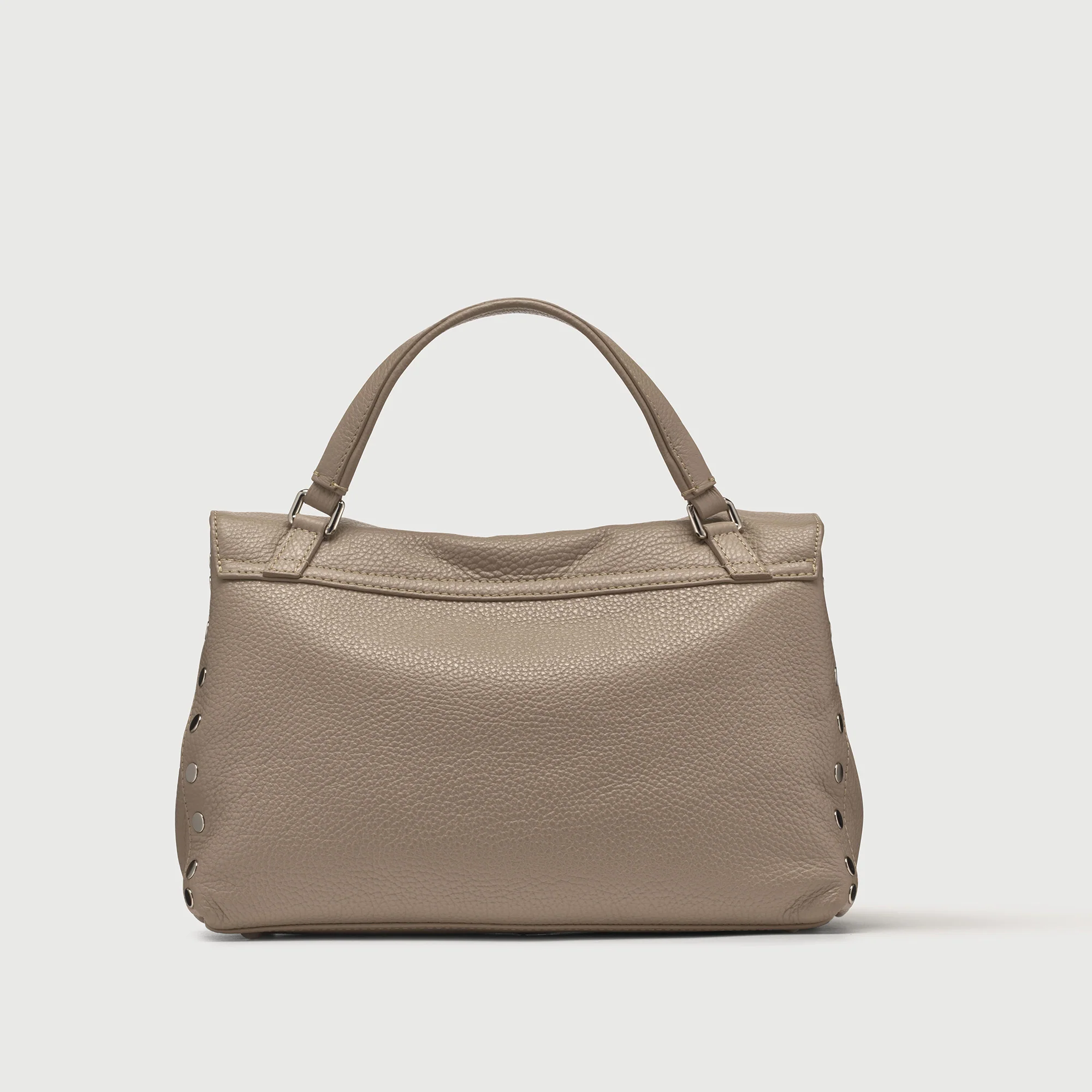 BORSA POSTINA® SMALL IN PELLE MARTELLATA GREY CRETA - Image 3