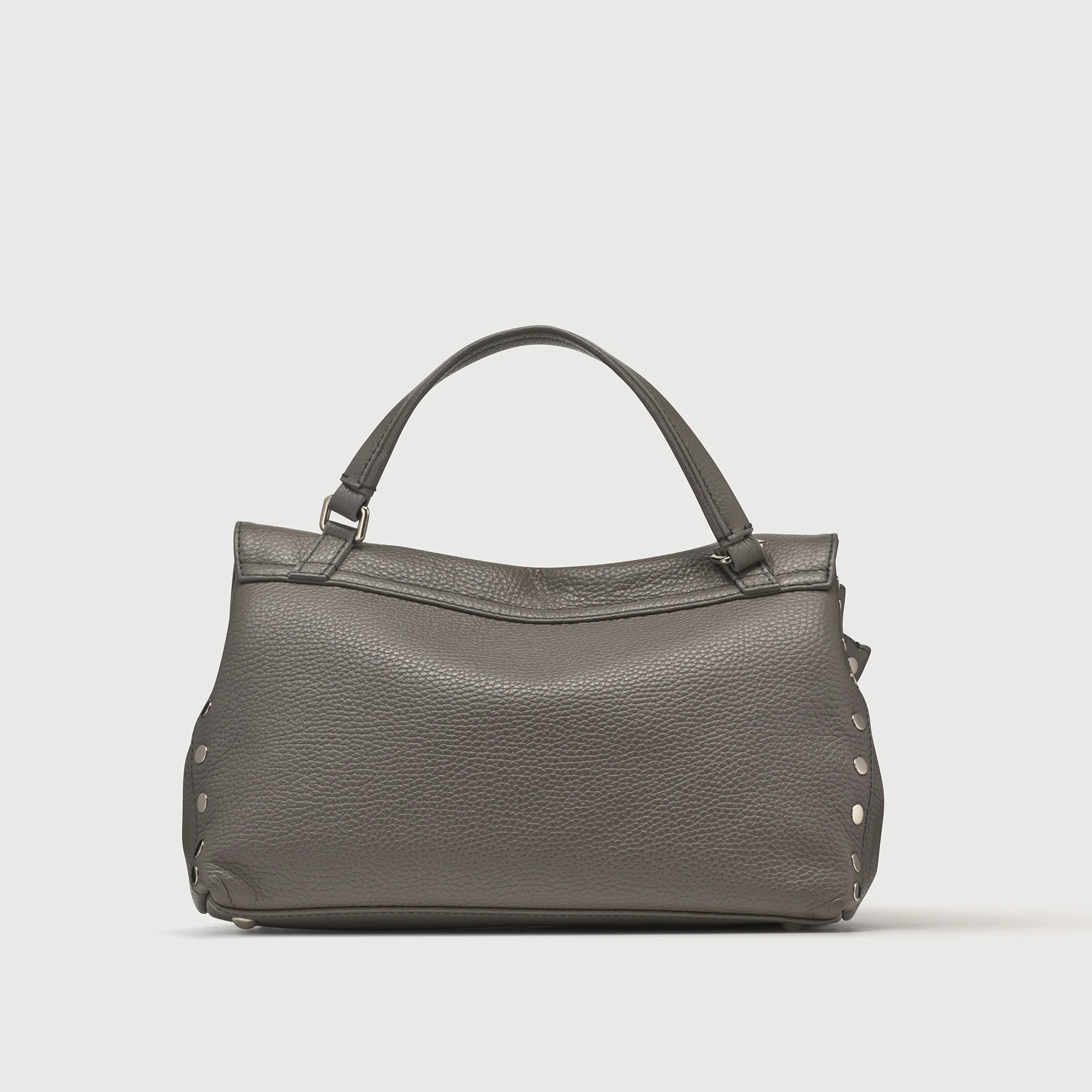 BORSA POSTINA® SMALL IN PELLE MARTELLATA GREY MONTEBIANCO - Image 3