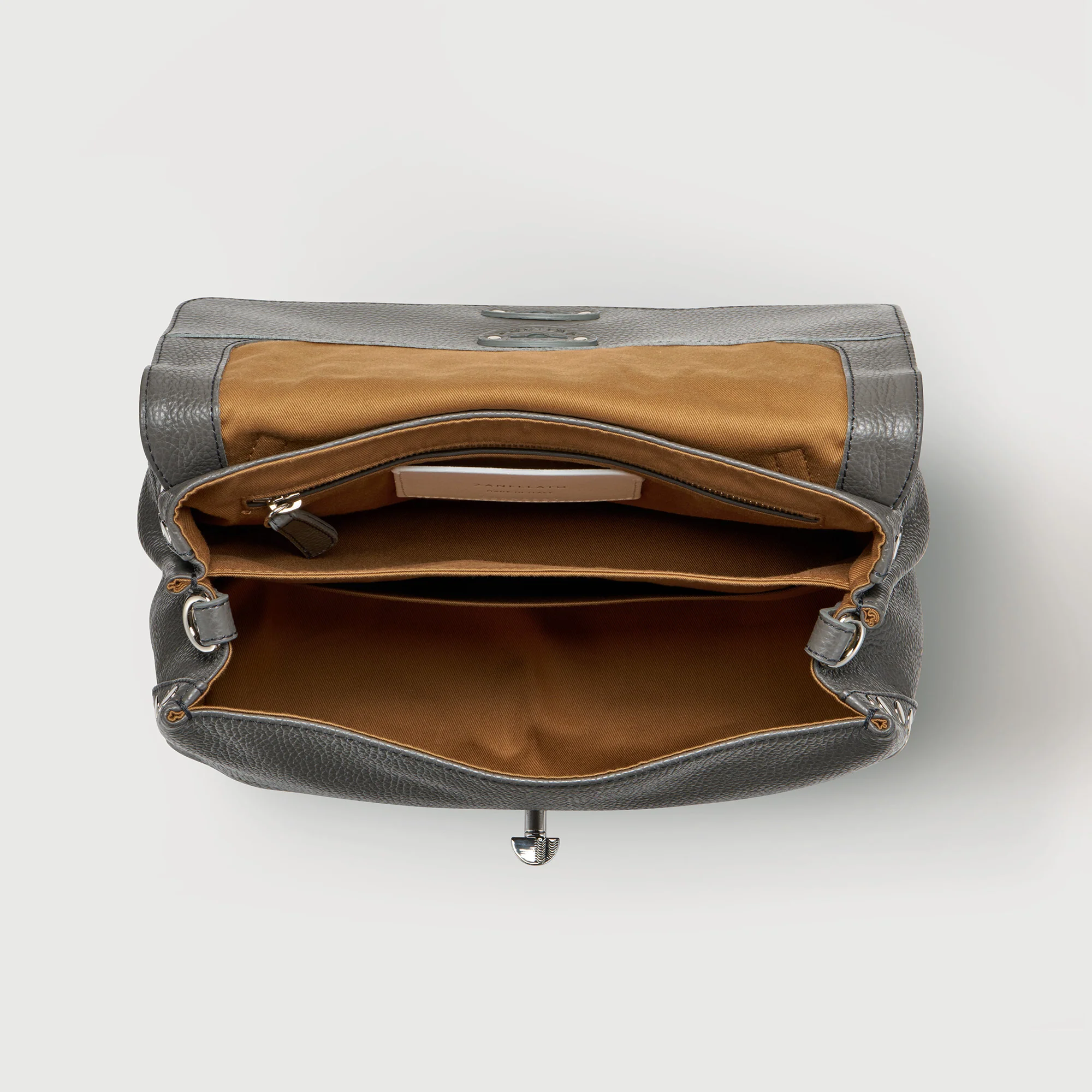 BORSA POSTINA® SMALL IN PELLE MARTELLATA MONTEBIANCO - Image 4